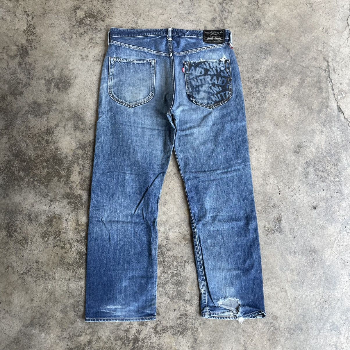 Nitraid 🔥🇯🇵Vintage Nitraid Skateboard Ripped Distress Denim Jeans Size US 36 / EU 52 - 4 Thumbnail