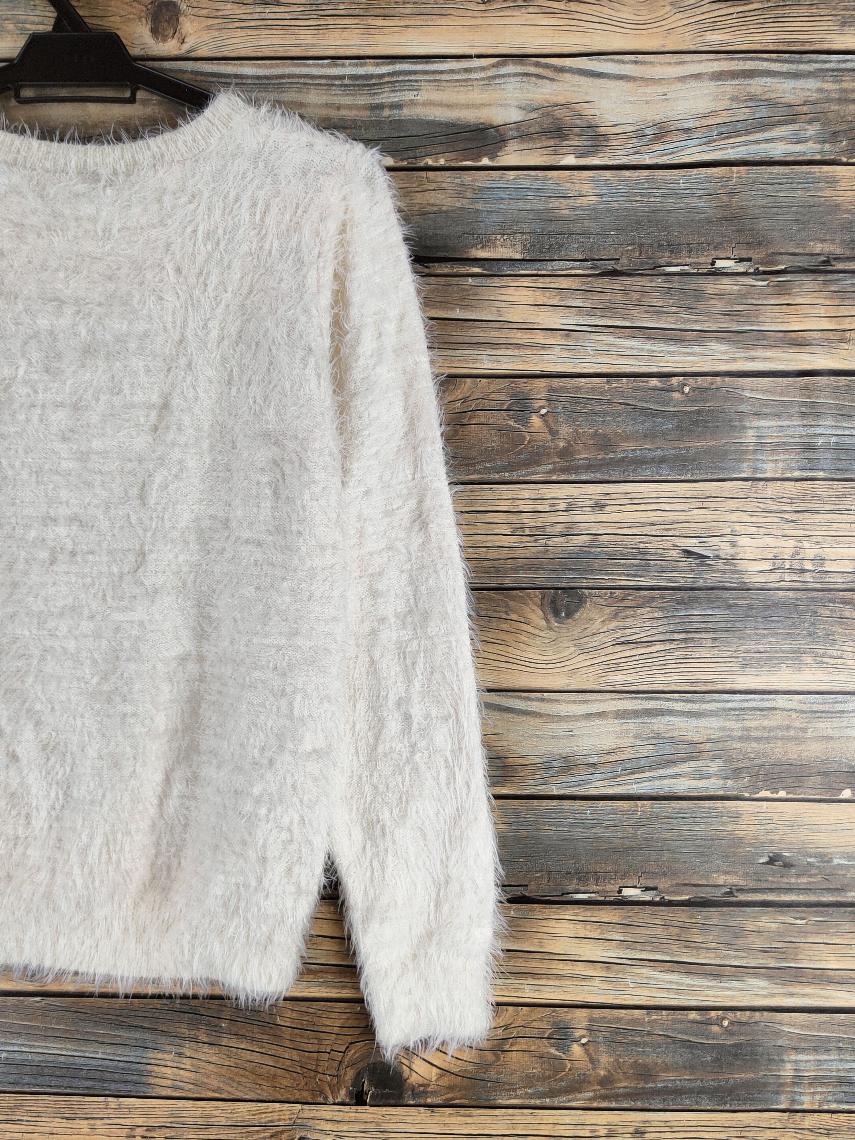 Japanese Brand DL Grove Cream Fur Mohair Knitwear #46-517 Size M / US 6-8 / IT 42-44 - 9 Thumbnail