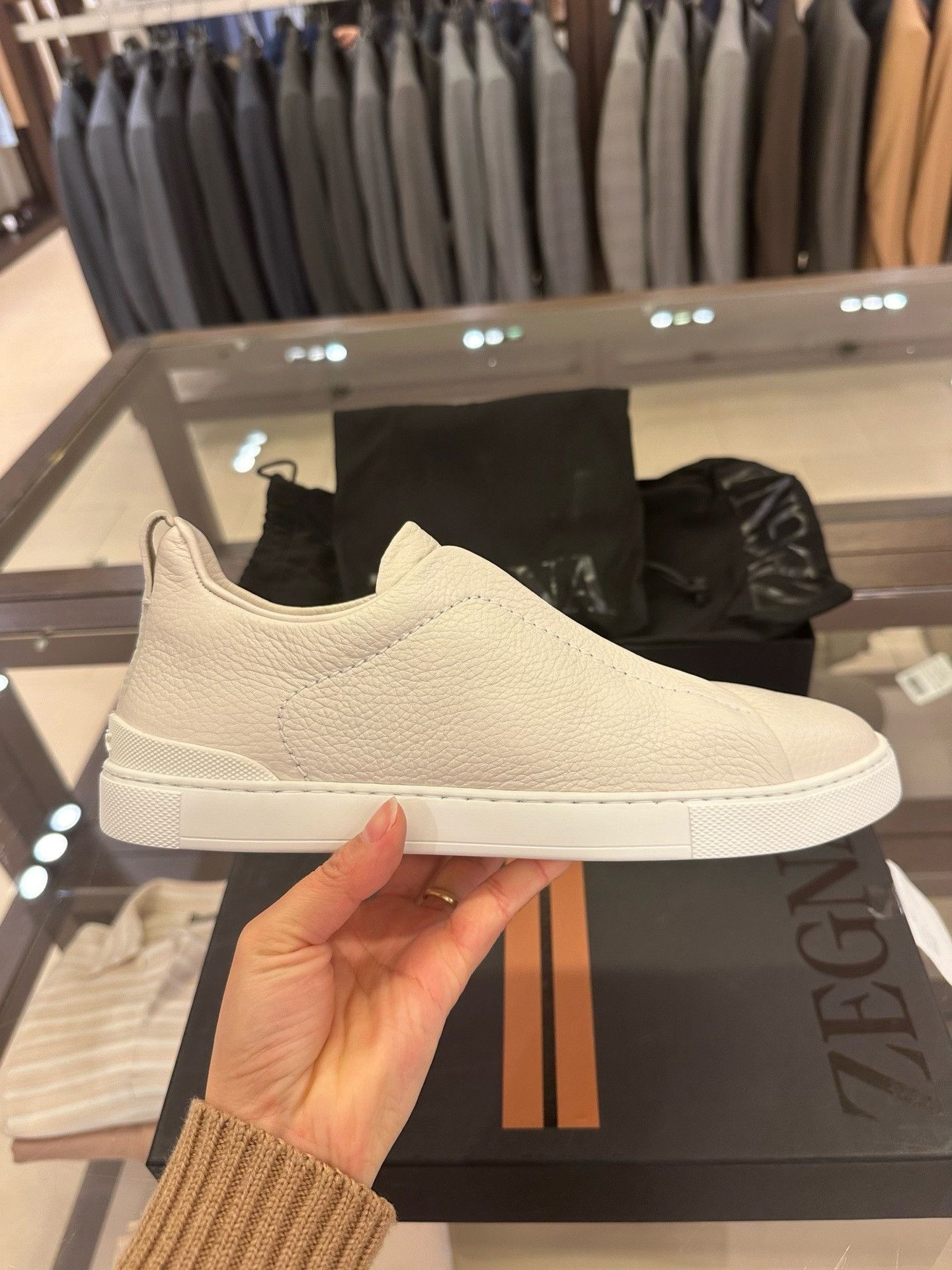 Ermenegildo Zegna Zegna Men's White Leather Sneakers Size US 6 / EU 39 - 6 Thumbnail