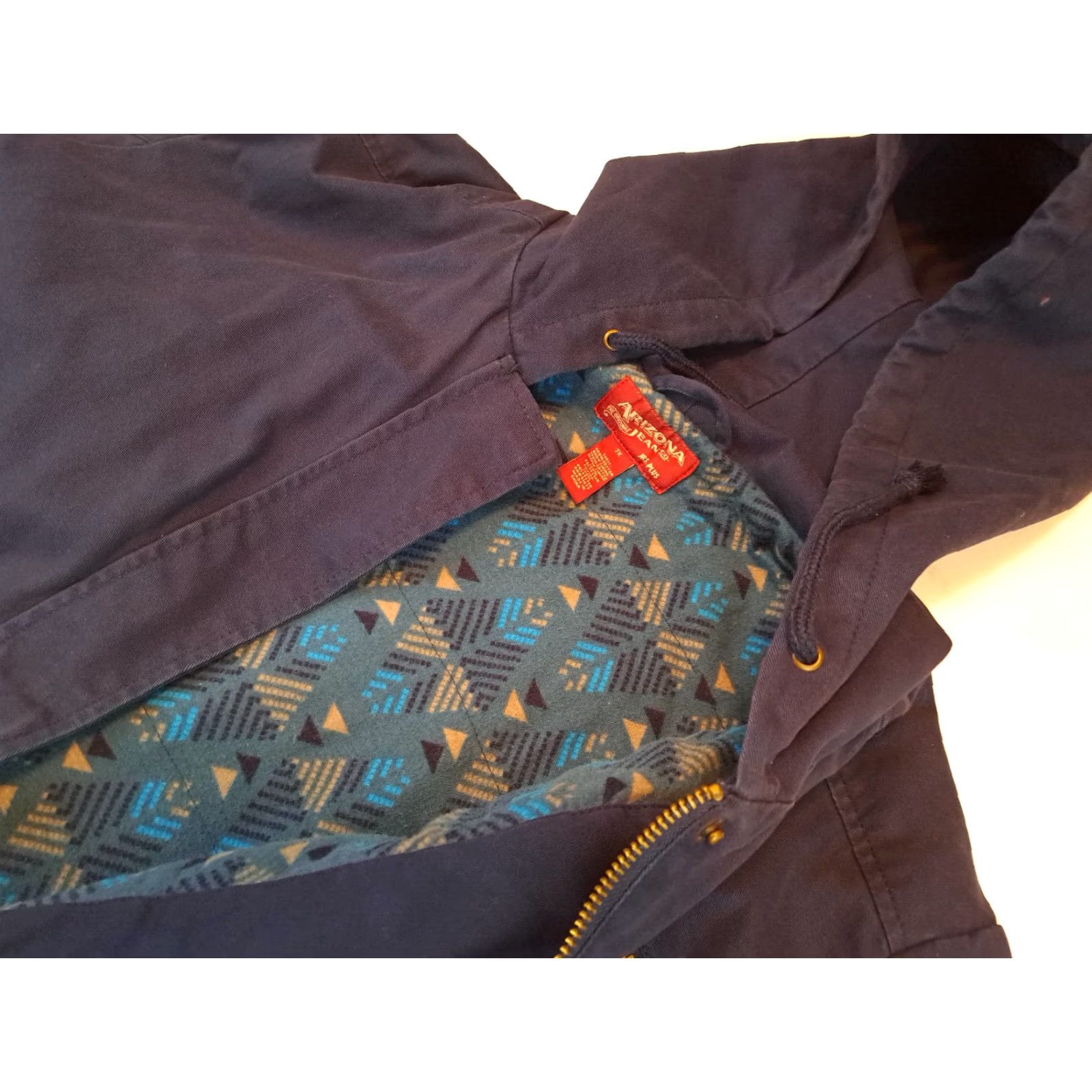 Native VINTAGE Woman Parka Hooded Canvas Jacket 2X Blue Cotton Full Zip & Button Insulated 32in Long Womens Size XXL / US 16-18 / IT 52-54 - 4 Thumbnail