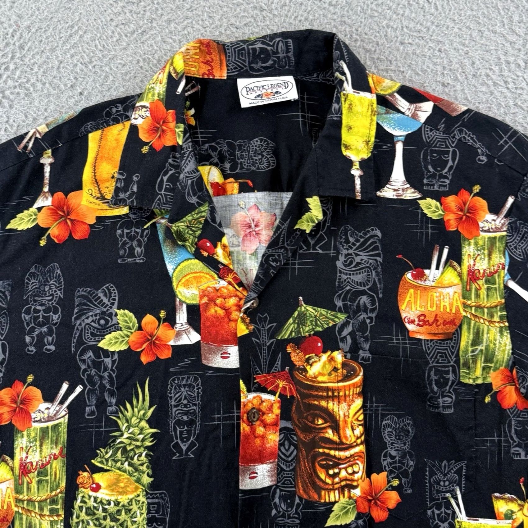 Vintage VINTAGE Pacific Legend Hawaiian Shirt XL Black 90s Tiki Cocktail Button Up Mens Size US XL / EU 56 / 4 - 3 Thumbnail