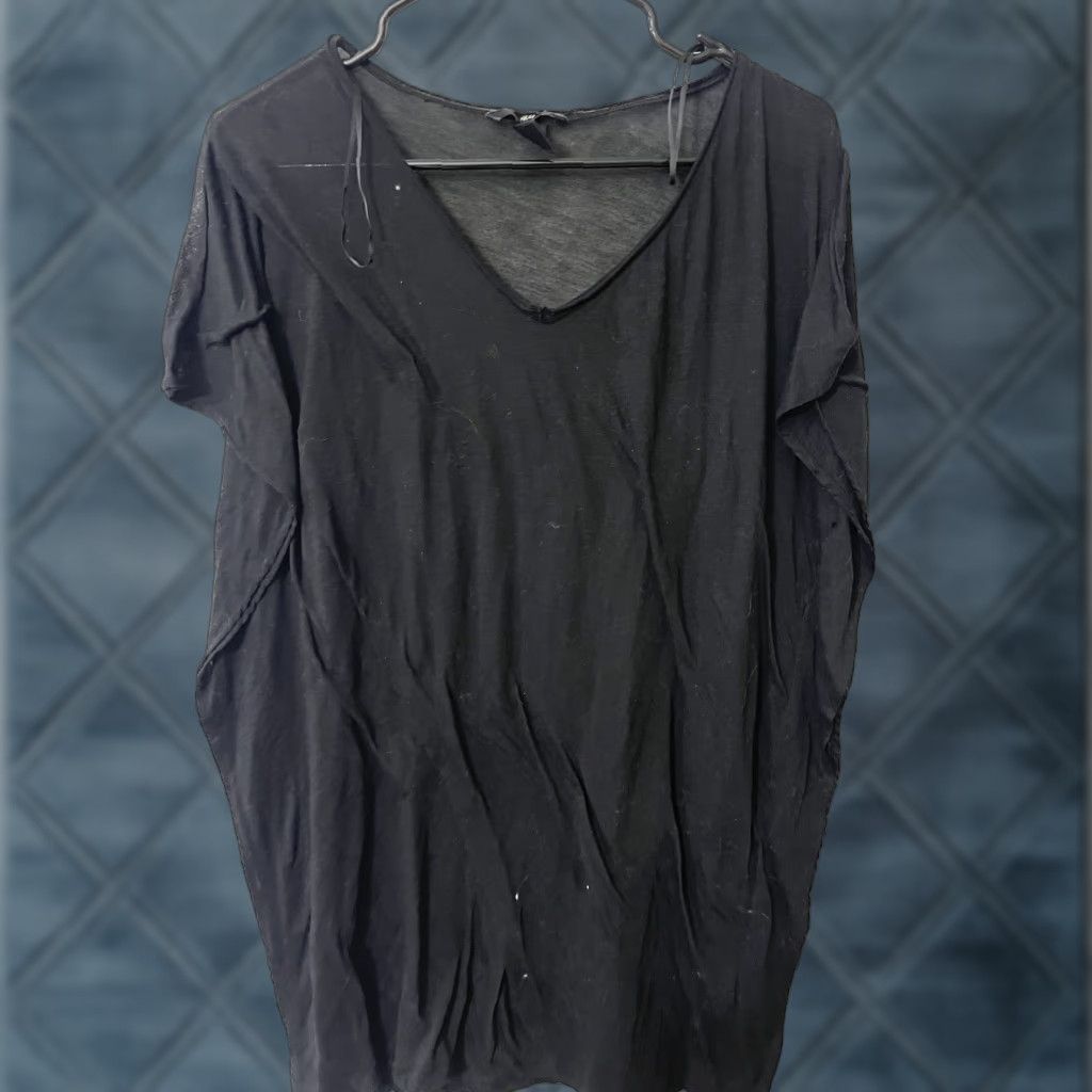 H&M VINTAGE H&M Blouse Shirt Women Short Sleeve Crew Neck Black S Charcoal 90s Concert Style Feminine Relaxed Fit Size S / US 4 / IT 40 - 1 Thumbnail