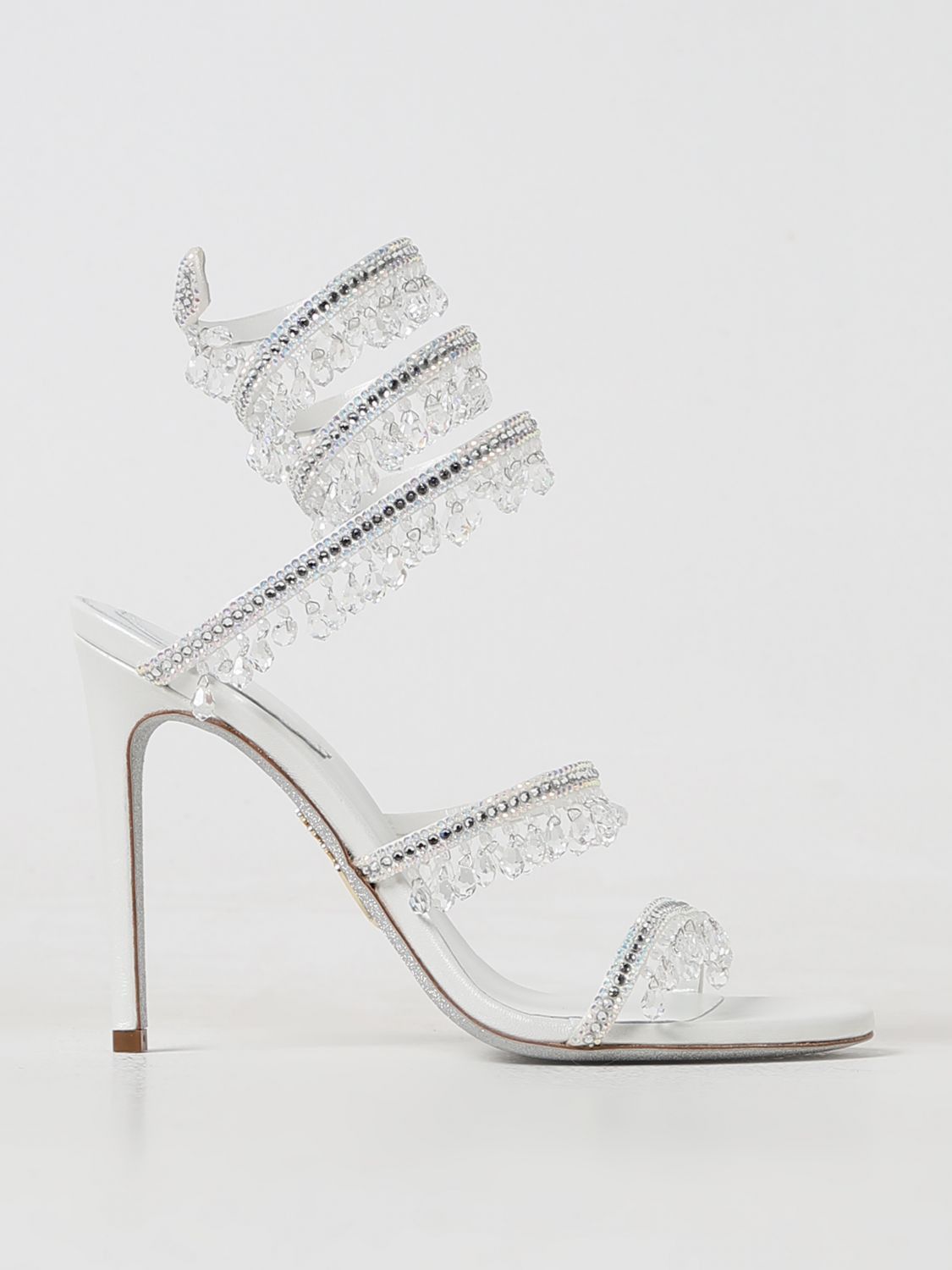 image of Rene Caovilla Heel Shoesed Sandals Woman Silver, Women's (Size 6)