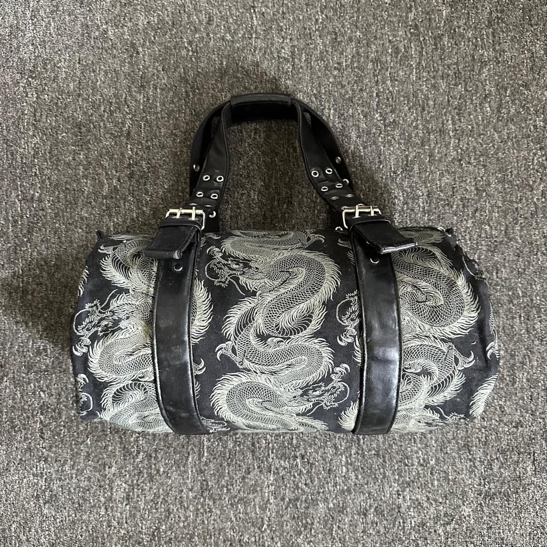 Leather Vintage Shin & Company Dragon Canvas Leather Punk Duffle Bag Size ONE SIZE - 2 Thumbnail