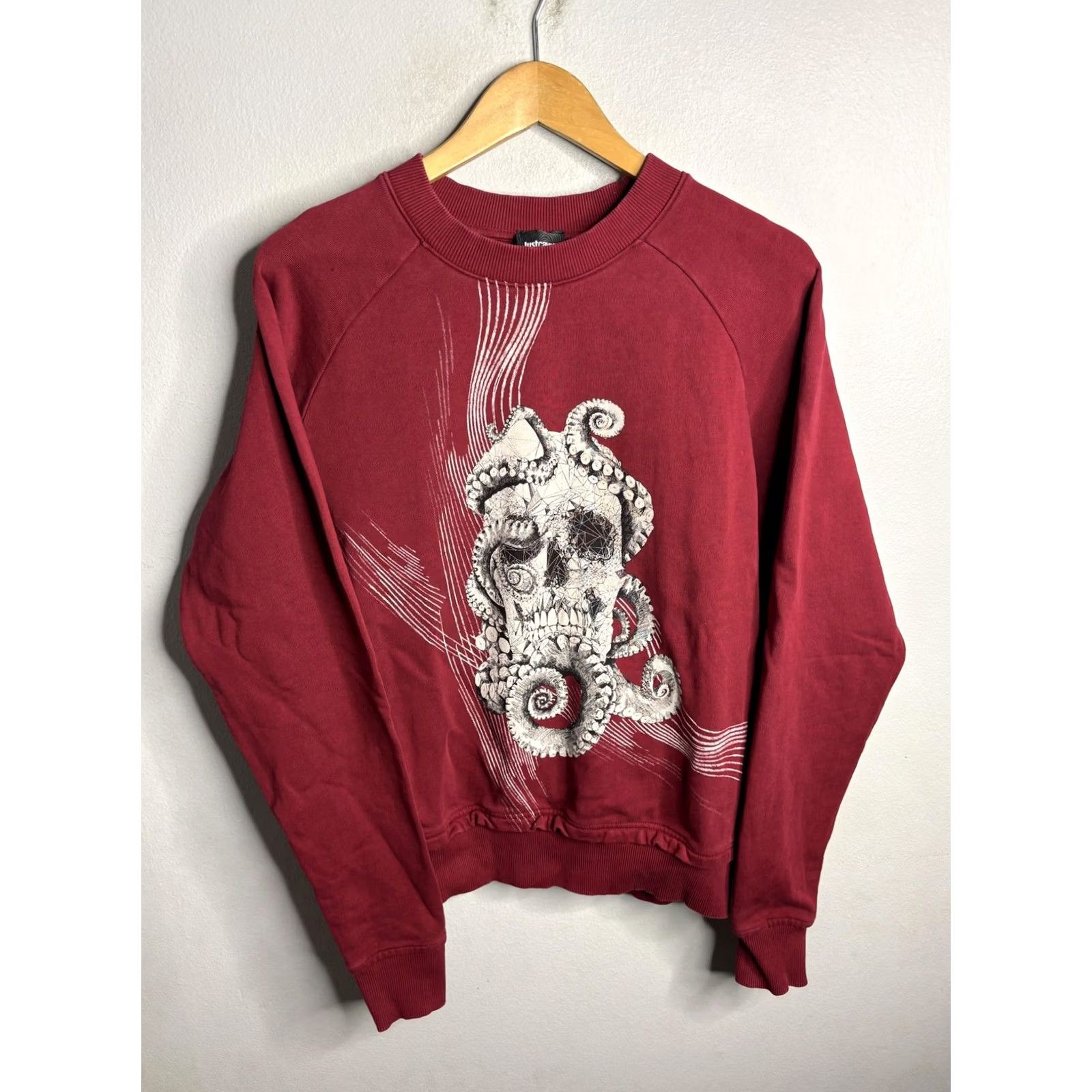 Just Cavalli Just Cavalli Sweatshirt Mens S Red Crew Neck Octopus Skull Graphic Pullover Size US S / EU 44-46 / 1 - 2 Thumbnail