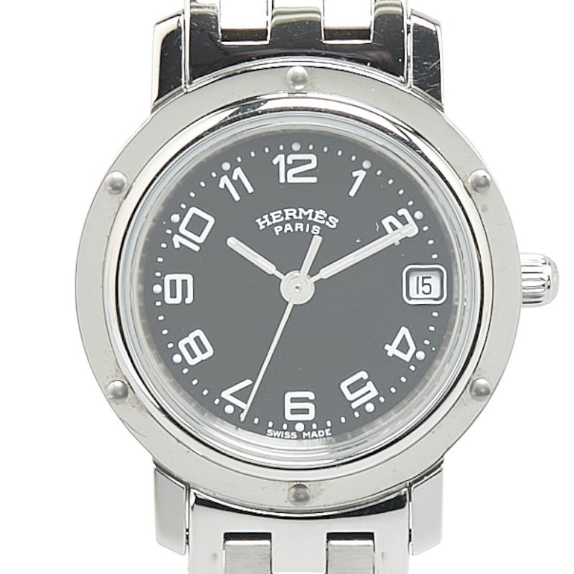 Hermes Clipper Watch Cl4.210 Quartz Black Dial Stainless Steel Women's Hermes