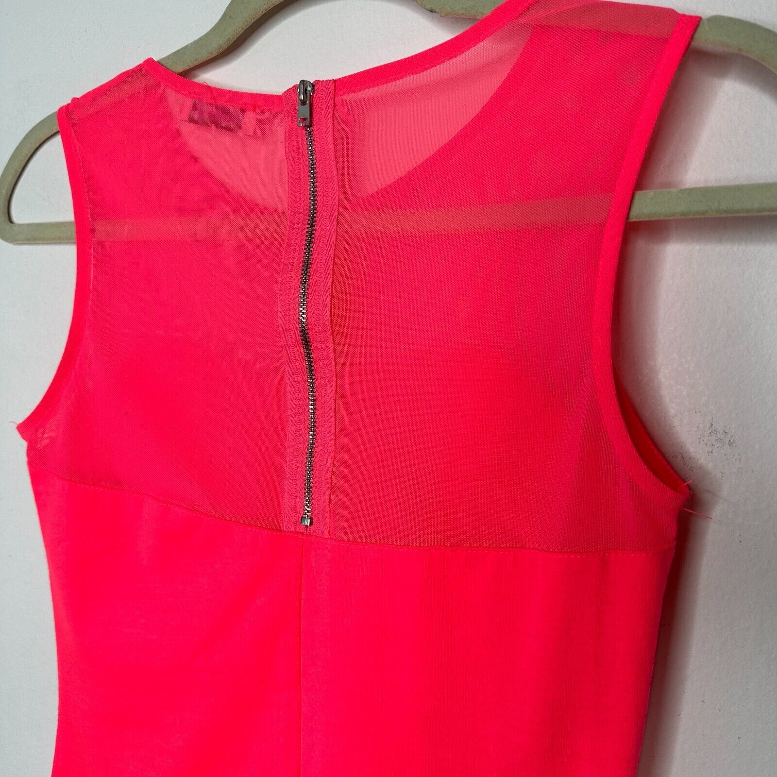 Pull & Bear Pull & Bear Bright Pink Sleeveless Cotton Sheer Mesh Top XS Size XS / US 0-2 / IT 36-38 - 6 Thumbnail