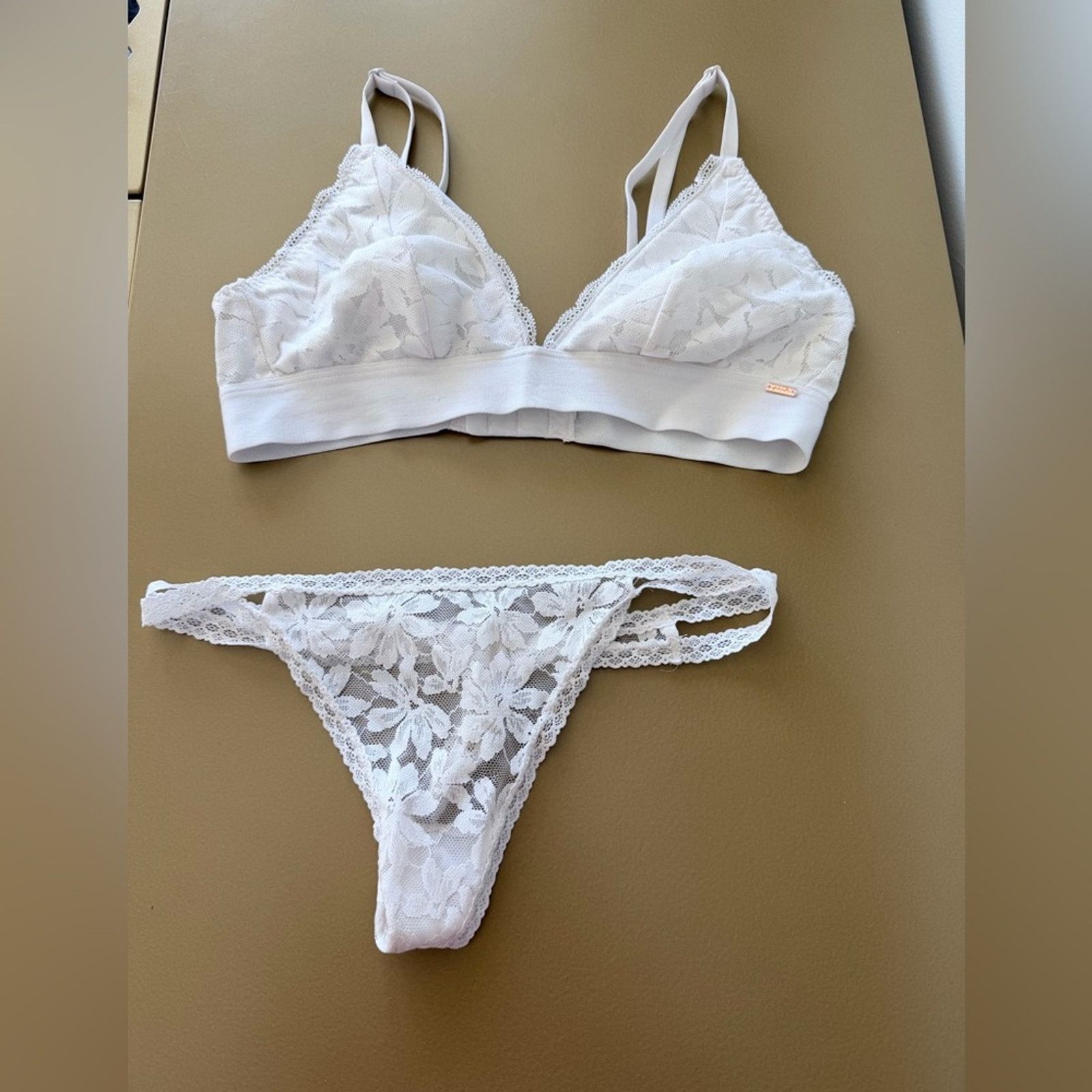Other White Lace Bralette and Panties Panty Set Bra M panties S Size ONE SIZE - 4 Thumbnail