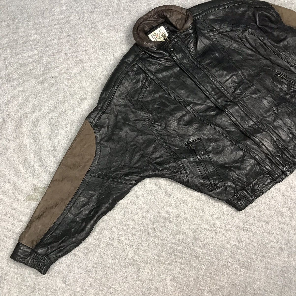 Japanese Brand PELLE STUDIO PUNK LEATHER BOMBER JACKET Size US L / EU 52-54 / 3 - 5 Thumbnail