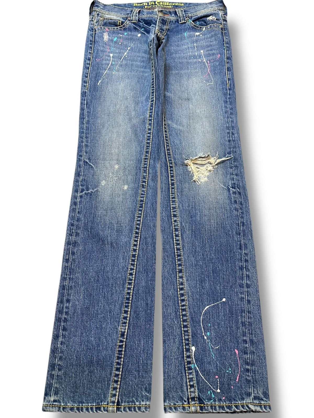 Japanese Brand Vintage BIC Paint Splatter Grunge Distressed Denim Size US 31 - 1 Thumbnail