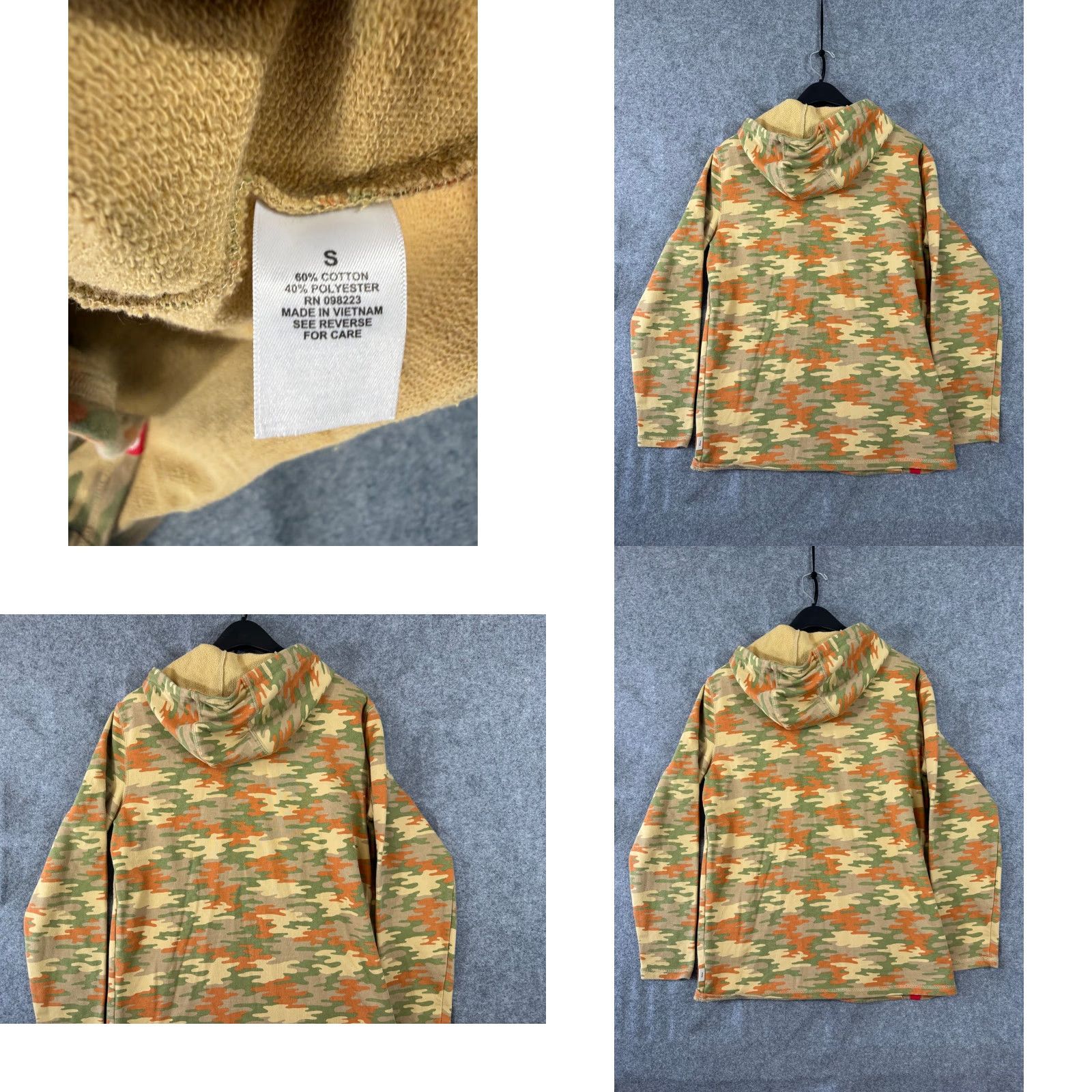 Vintage Magellan Hoodie Sweatshirt Mens S Beige Green Camo Shiner Bock Logo Classic Fit Atmosphere: Army Outdoor Hooded Drawstring Pullover (Vintage No) Size US S / EU 44-46 / 1 - 8 Thumbnail