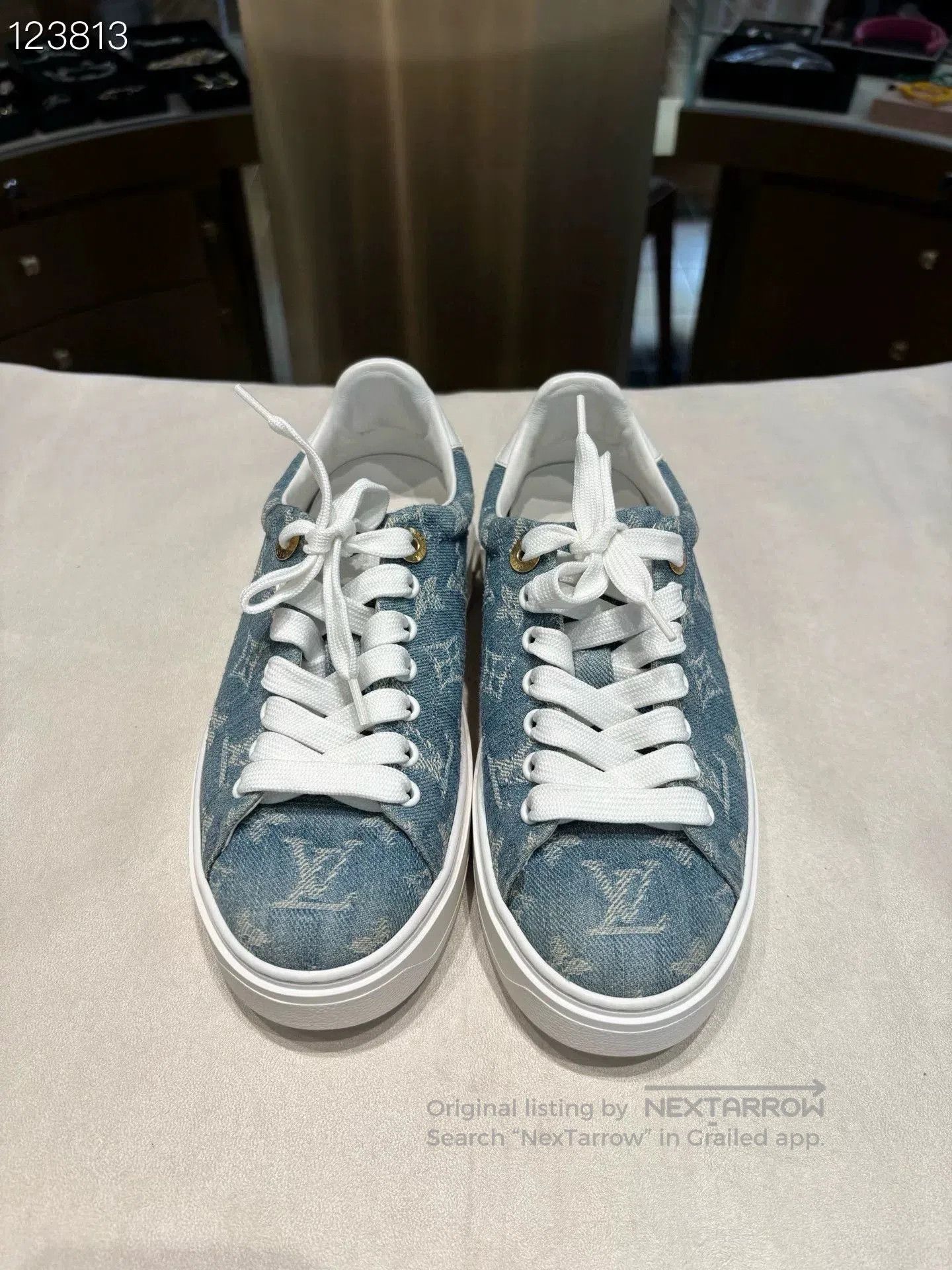 Louis Vuitton Time Out Denim Monogram Sneakers. Size US 4.5 / IT 34.5 - 1 Thumbnail