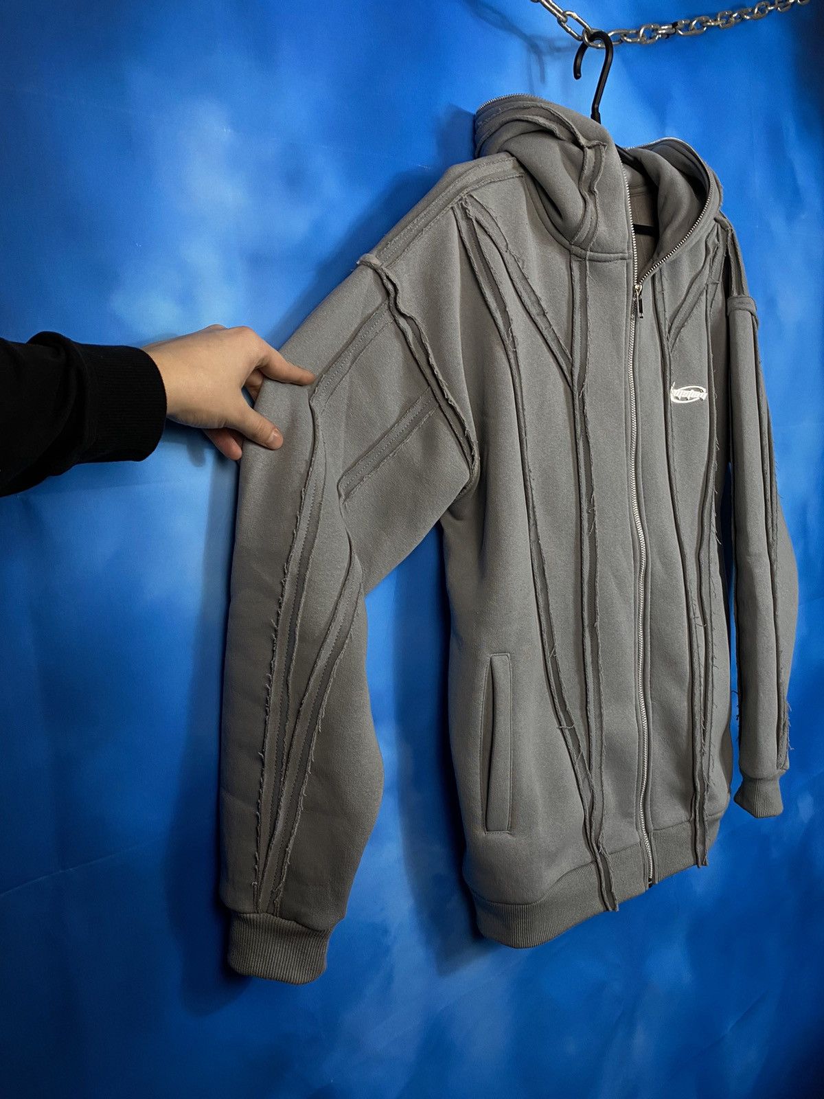 Japanese Brand × Vintage 🔥 DISTORTION FULL ZIP HOODIE Y2K RICK OWENS STYLE Size US M / EU 48-50 / 2 - 3 Thumbnail