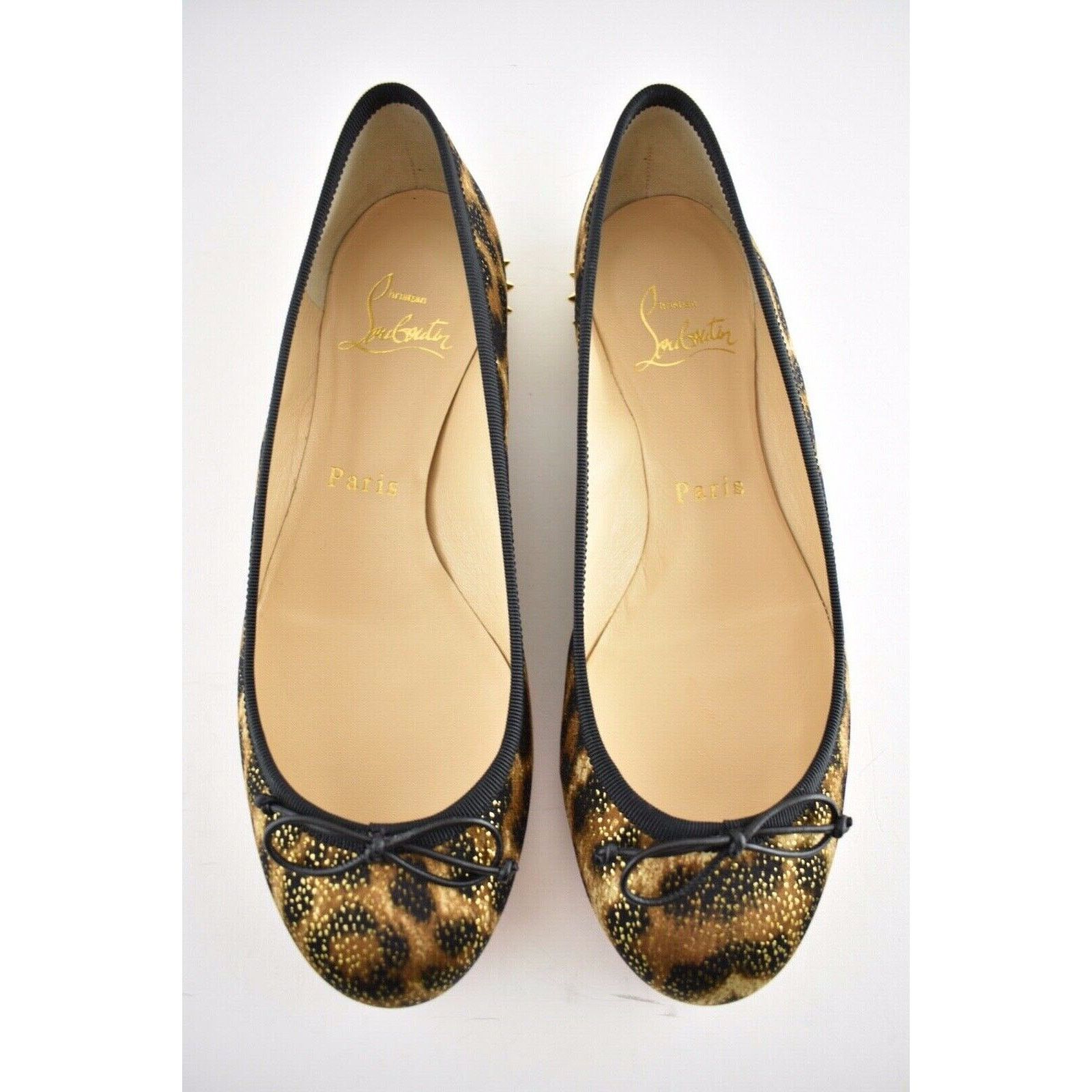 Christian Louboutin Christian Louboutin La Massine Black Gold Leopard Spike Size US 5 / IT 35 - 7 Thumbnail