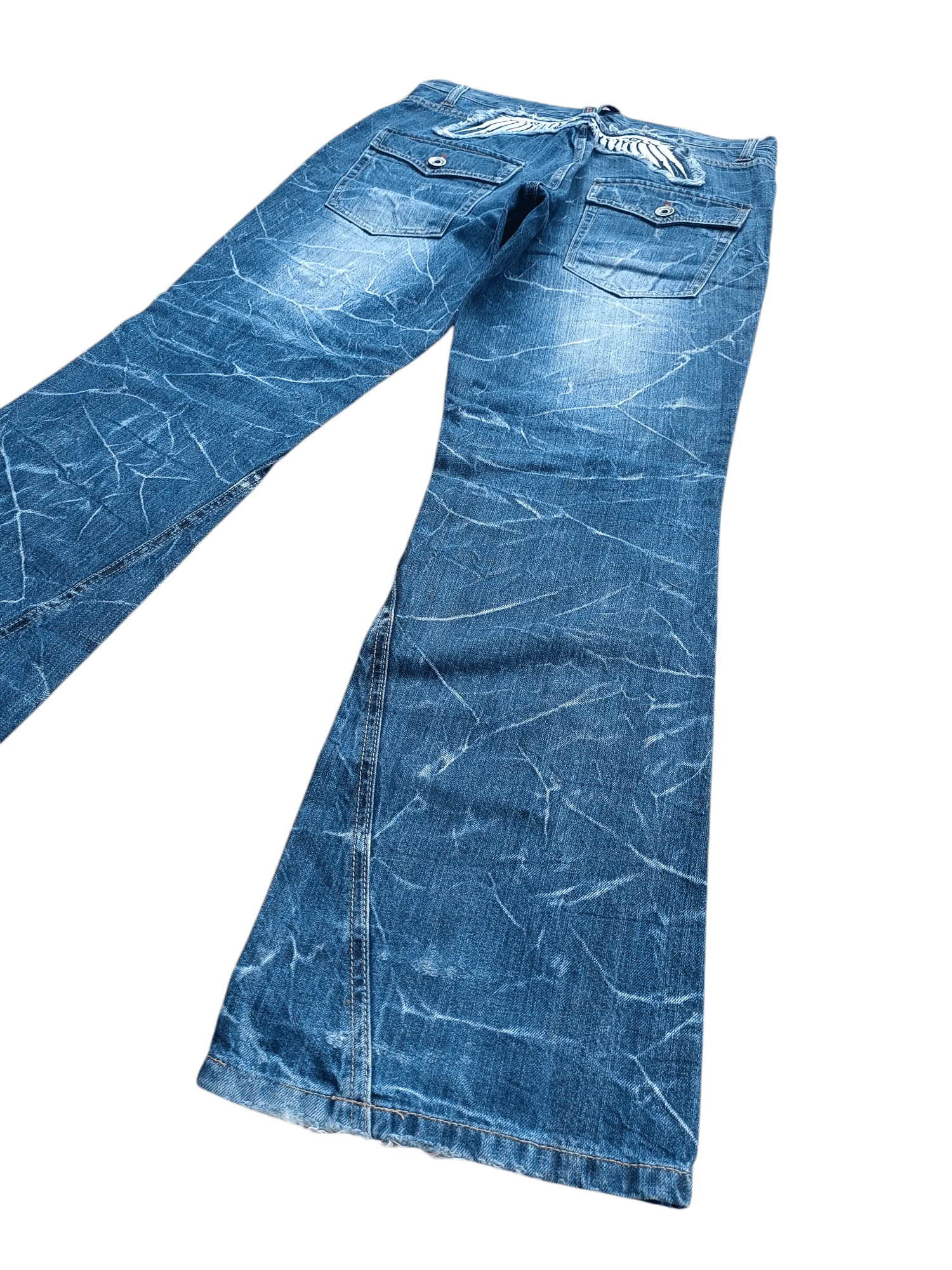Japanese Brand FLARED 💥 JAPANESE BRAND NYLAUS ANGEL WING EMBROIDERY DENIM Size US 32 / EU 48 - 12 Thumbnail