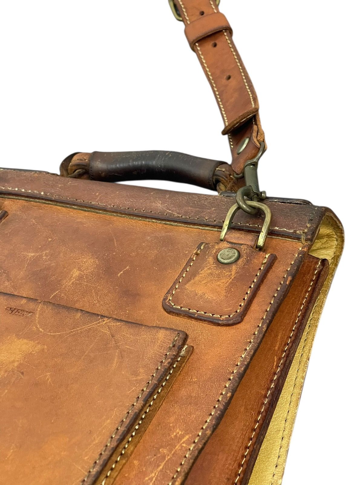 Genuine Leather Full Leather Beauty Patina Vtg Herz Japan Satchel Bag 5🟩 Size ONE SIZE - 16 Thumbnail