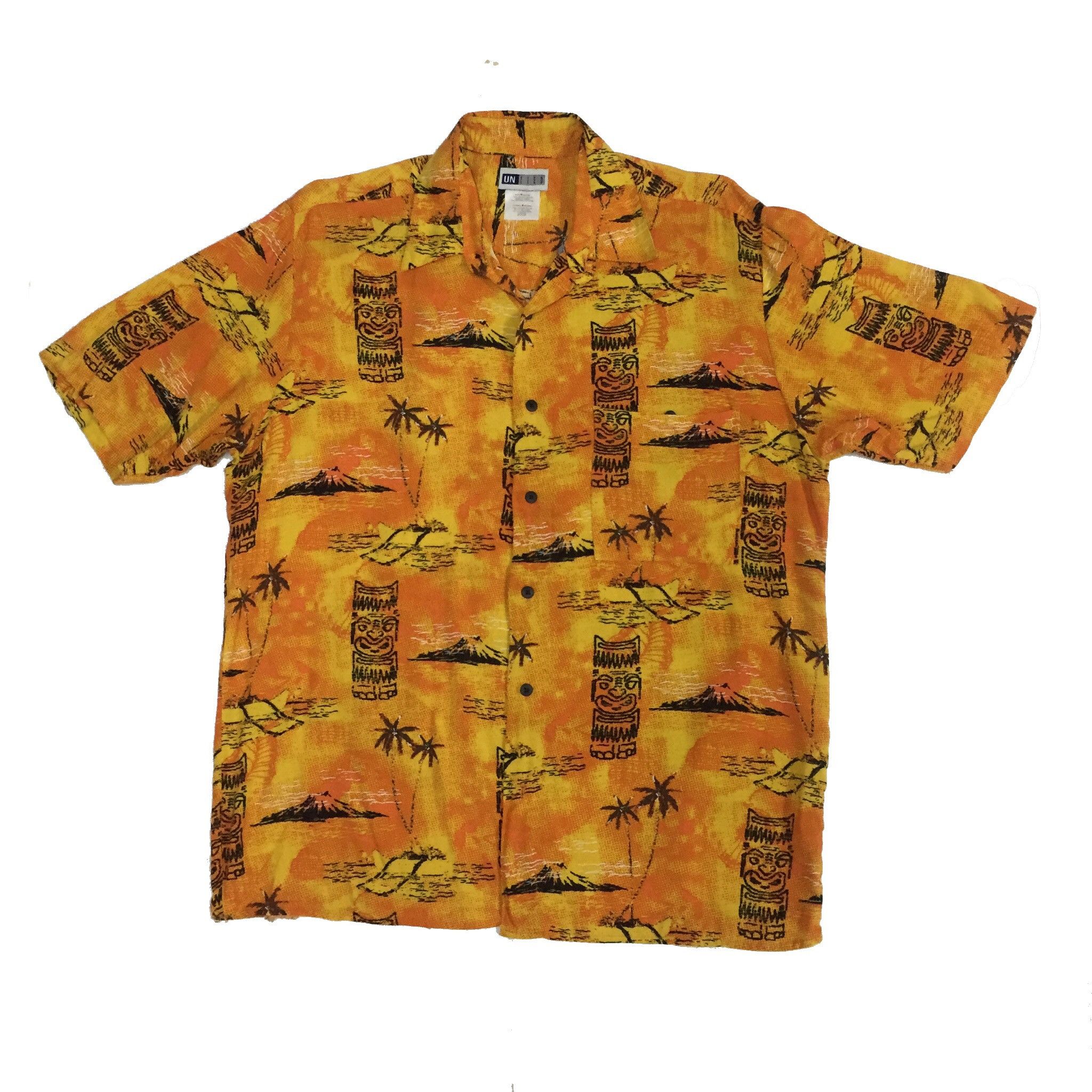 VINTAGE HAWAII ALOHA MAUI HAWAIIAN RAYON BUTTON UP SHIRT