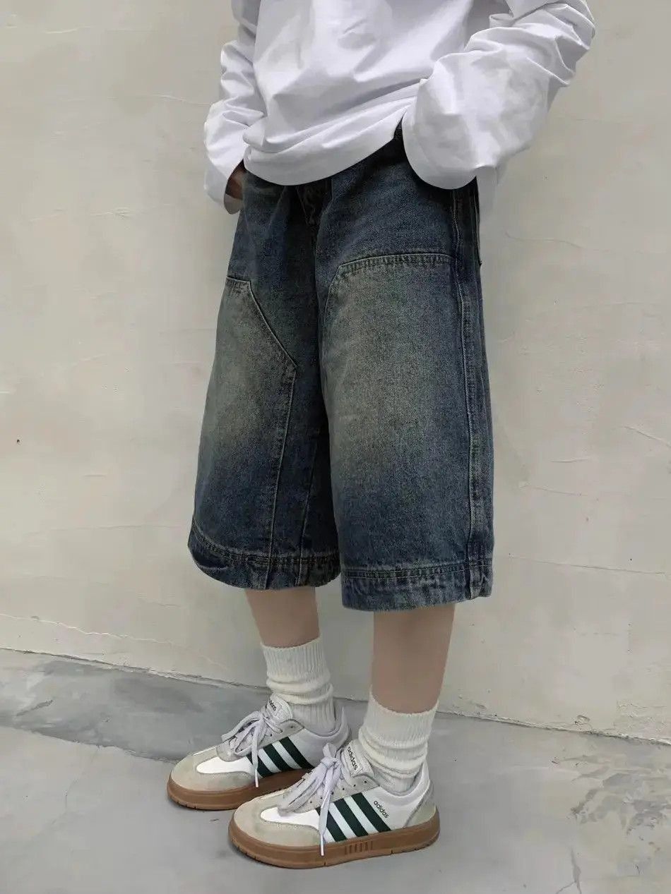 Japanese Brand Retro washed straight leg loose leg denim shorts Size US 32 / EU 48 - 5 Thumbnail