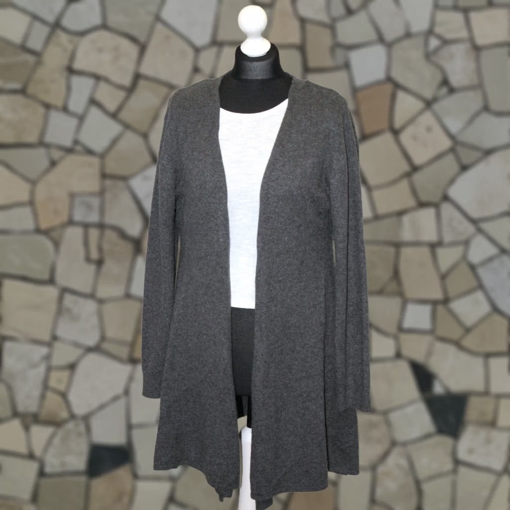 Vintage grey 100% cashmere cardigan wrap robe Size L womens Size L / US 10 / IT 46 - 1 Thumbnail