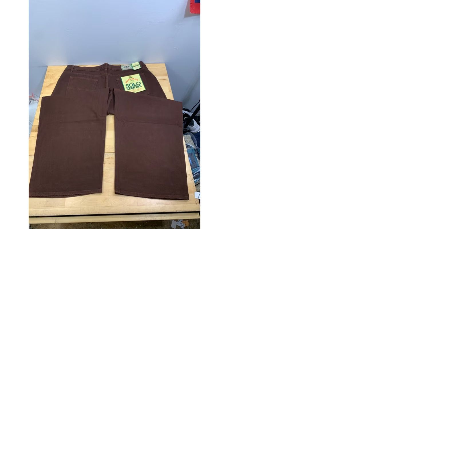 Vintage VINTAGE Solo Jeans Shirt Baggy 90s Hip Hop USA Mens 44x31 Brown Cotton Denim 5-Pocket Straight Relaxed NWT Size US 44 / EU 60 - 9 Thumbnail
