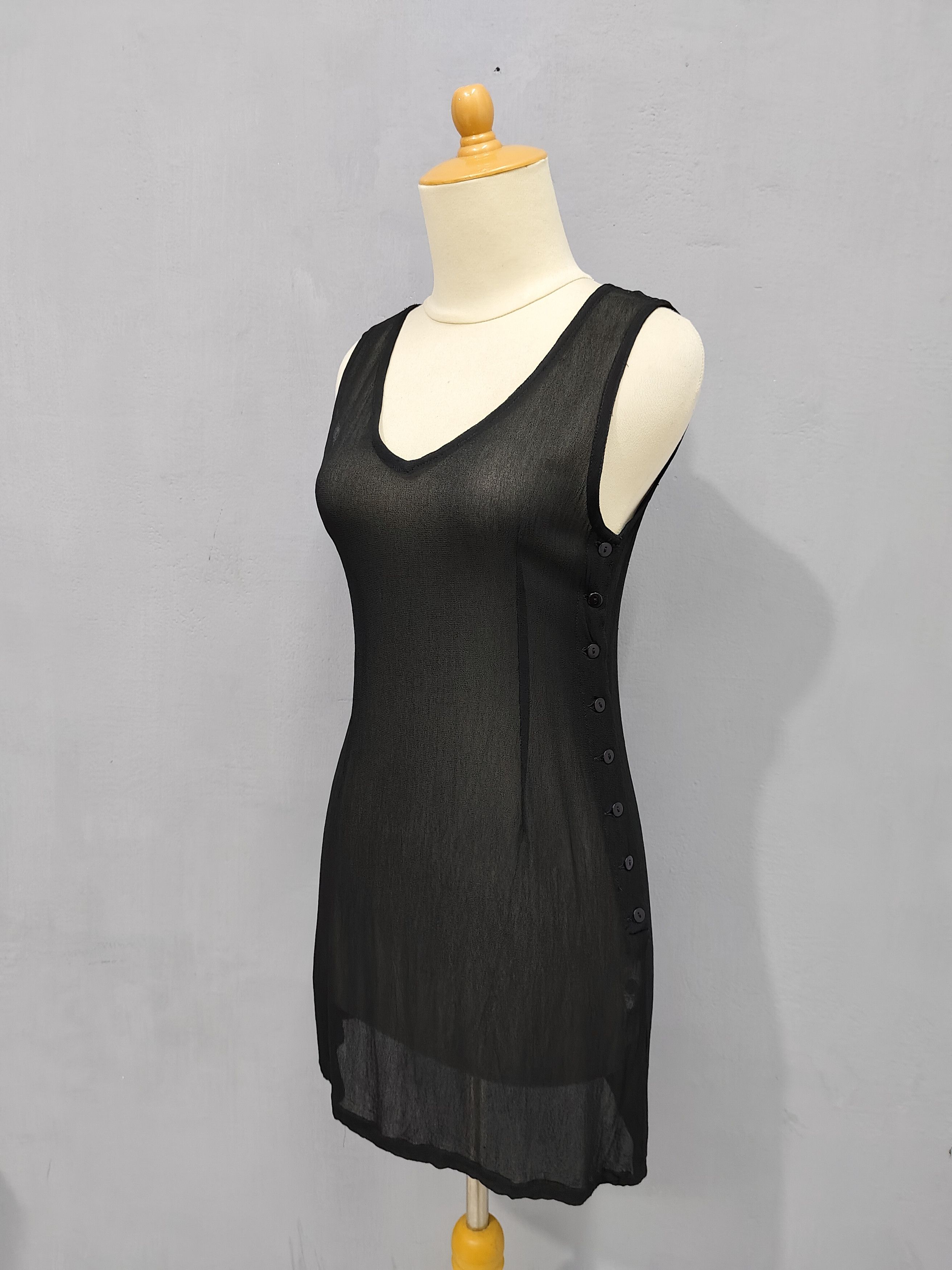 Japanese Brand 2000s JANIS-J🇯🇵Sheer Rayon Side Button Minimalist Layering Size M / US 6-8 / IT 42-44 - 4 Thumbnail