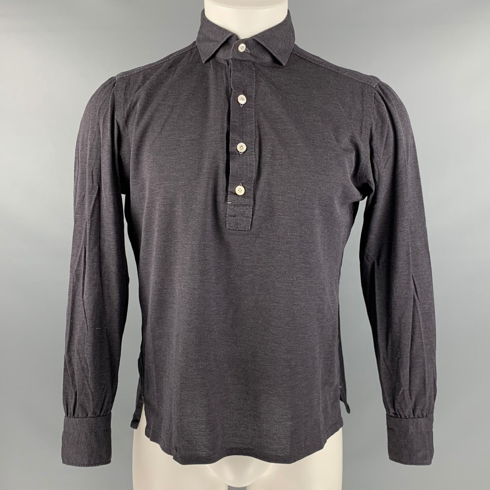 Other FIORENZO Size S Grey Solid Cotton Long Sleeve Polo Size US S / EU 44-46 / 1 - 1 Thumbnail