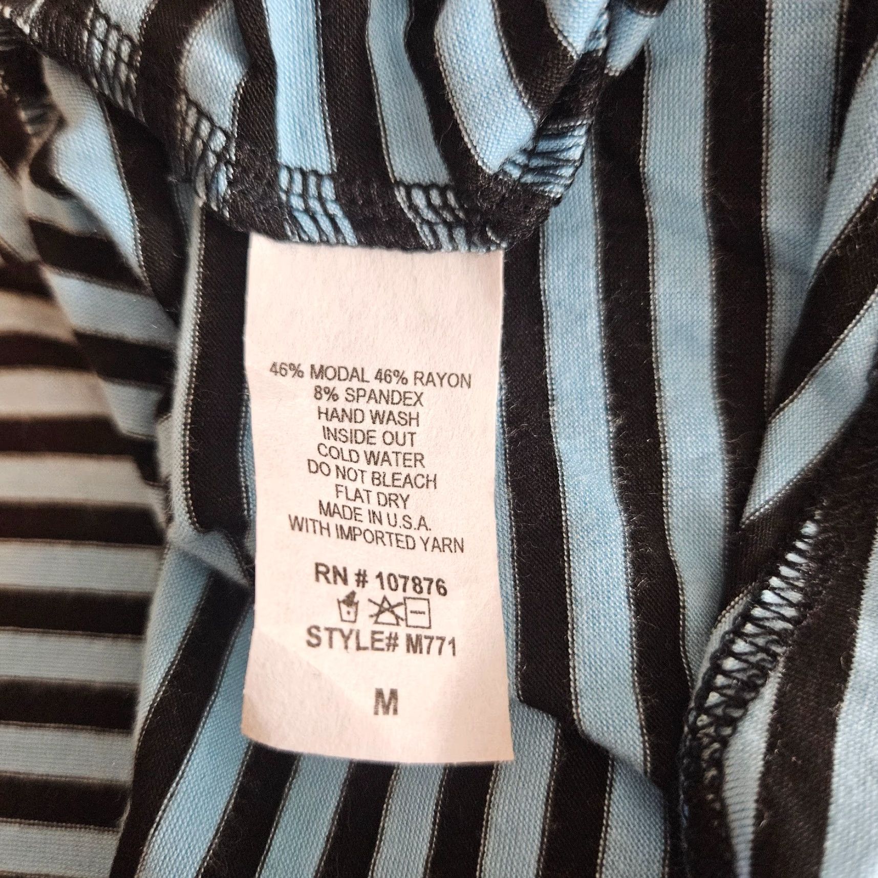 Vintage Comfy USA Womens Top Blouse Striped Long Sleeve Size M Blue Black 90s? (adjust to 90s not in original) Size M / US 6-8 / IT 42-44 - 4 Thumbnail