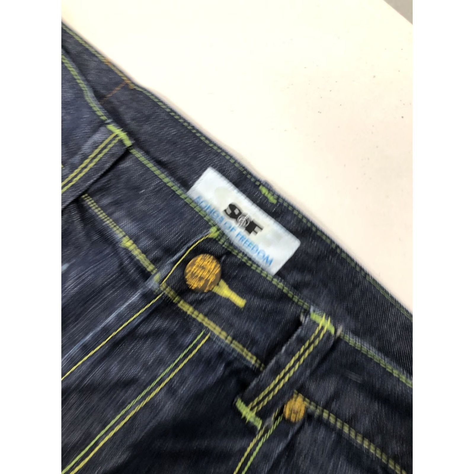 Vintage Songs of Freedom Jeans Men's 38x27.5 Button Fly Embroidered Hip Hop Denim Blue Straight Casual Buckle Bke Size US 38 / EU 54 - 7 Thumbnail