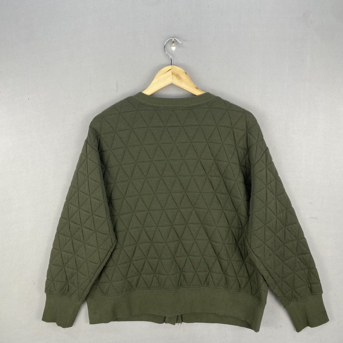 Japanese Brand Season Reason Quilted Snap Button Cardigan | Olive Green Size US M / EU 48-50 / 2 - 4 Thumbnail