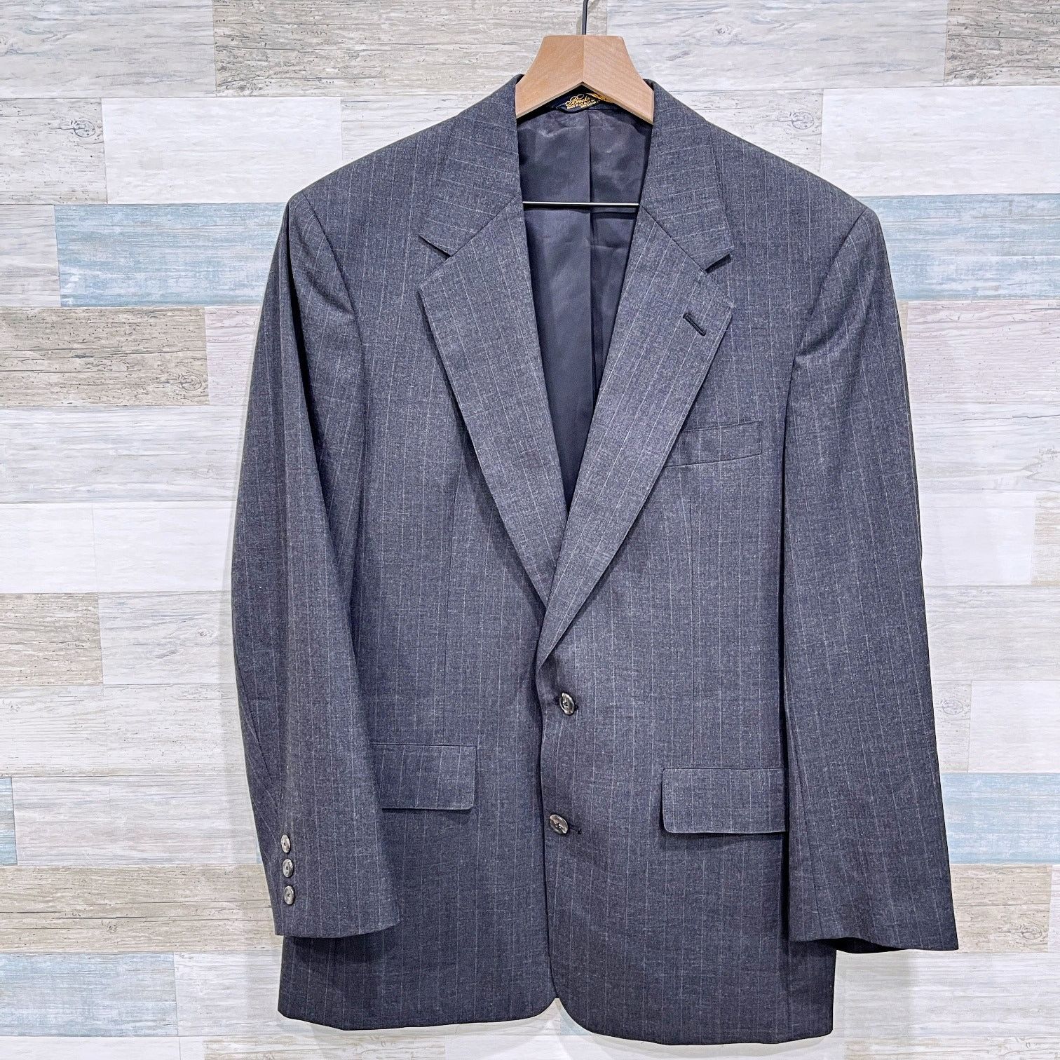 Brooks Brothers Brooks Brothers Wool Pinstripe Suit Gray Pleatetd 41R Size 40R - 2 Thumbnail