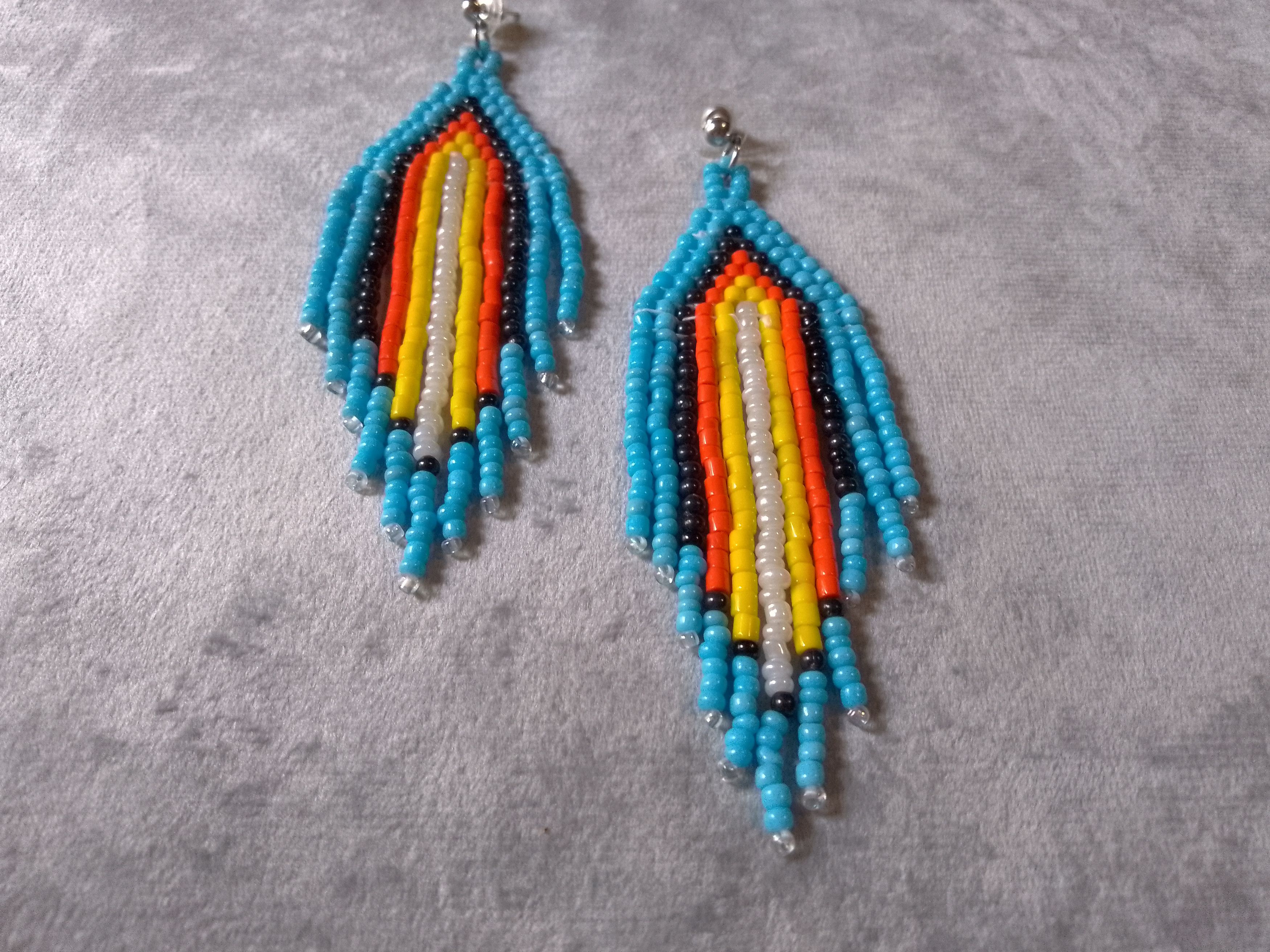 Handmade Earrings Native American Ethnic Long Bangs Necklace Feather Size ONE SIZE - 8 Thumbnail