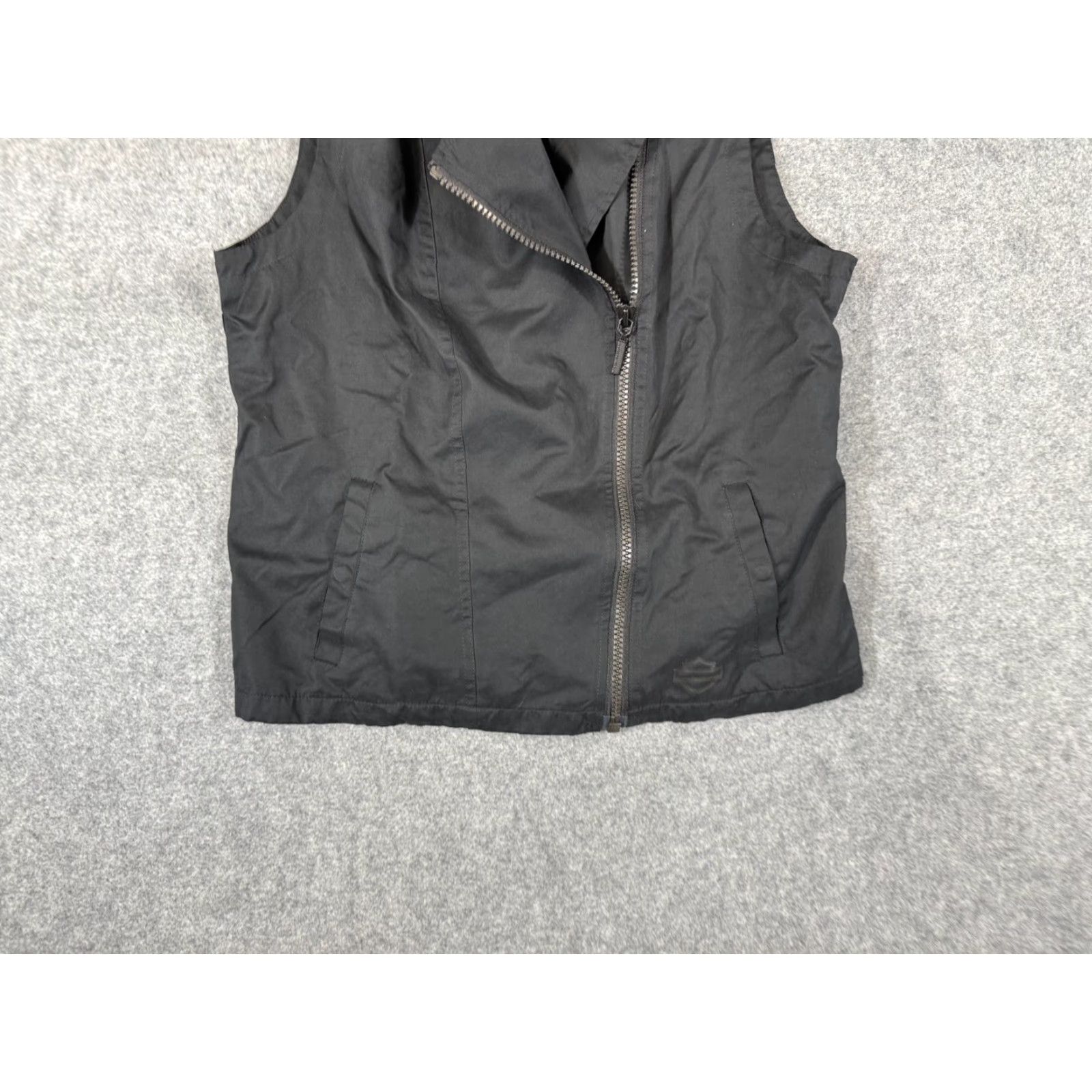 Harley Davidson VINTAGE Harley-Davidson Motorcycle Vest Womens L Black Side Full Zip Lined American Size L / US 10 / IT 46 - 6 Thumbnail