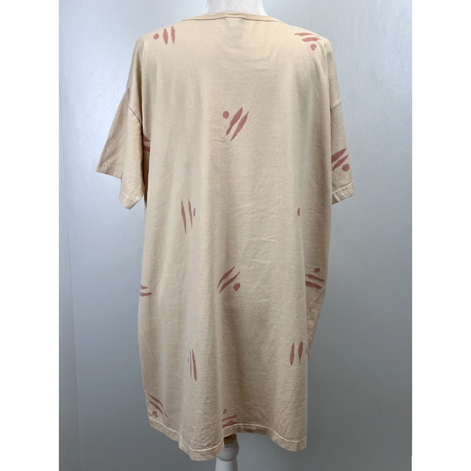 CO Hillfolk. co Tshirt Dress Hand Dyed Womens Artsy Lagenlook Minimalist Tan Peach Pink Cotton One Size Bohemian Size ONE SIZE - 4 Thumbnail