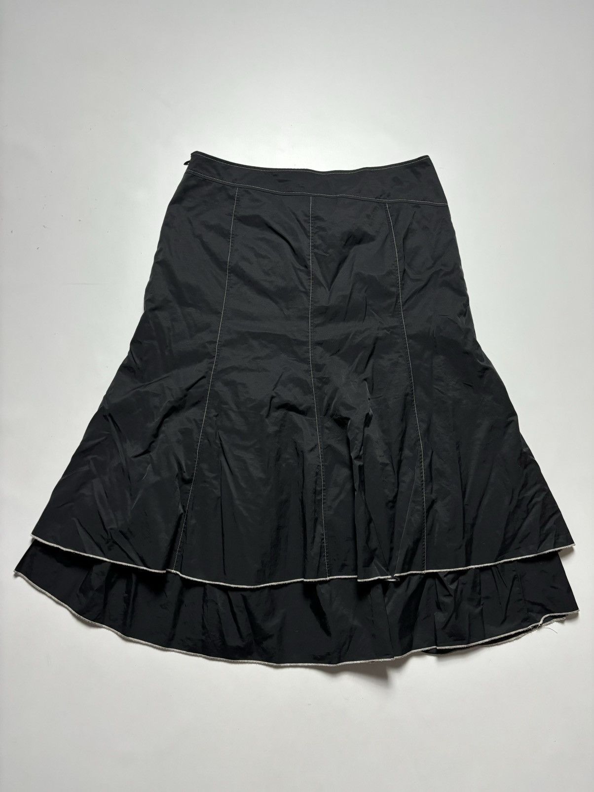 Japanese Brand × Vintage ASYMMETRIC MIDI RUFFLE GLAMOUR SKIRT Size 31" - 2 Thumbnail