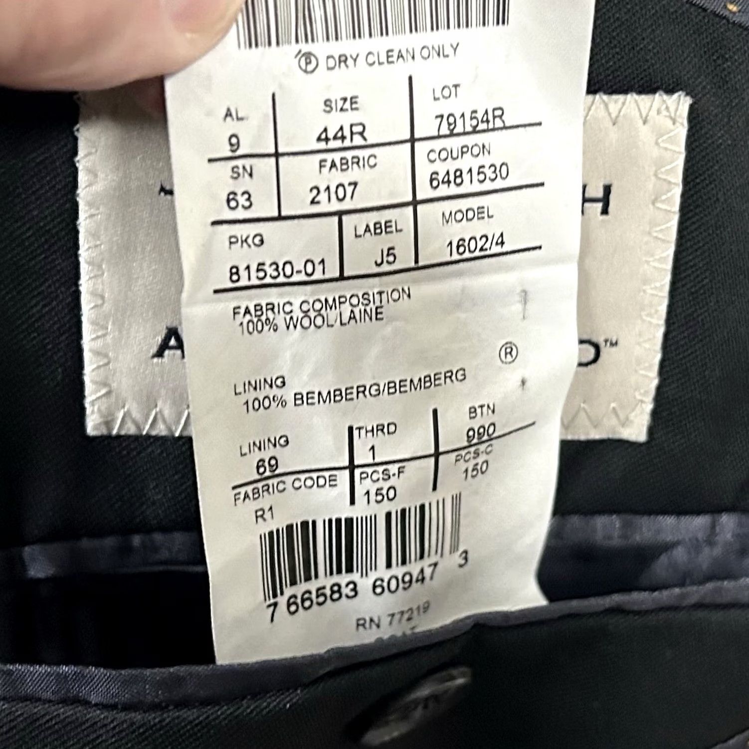 Joseph Abboud Joseph Abboud Sport Coat 44R Black Wool Two-Button Vented Executive Fit Jacket Men's 2 Piece Notch Lapel Size US XS / EU 42 / 0 - 4 Thumbnail