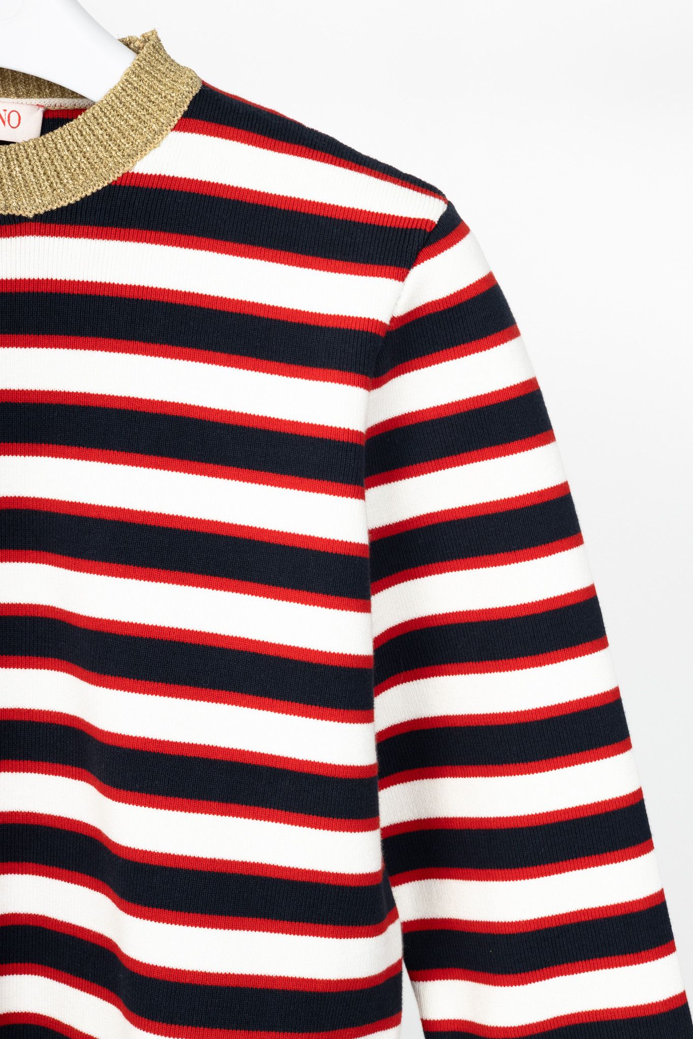 Valentino Valentino Navy & White Striped Cotton Sweater Size M / US 6-8 / IT 42-44 - 5 Thumbnail