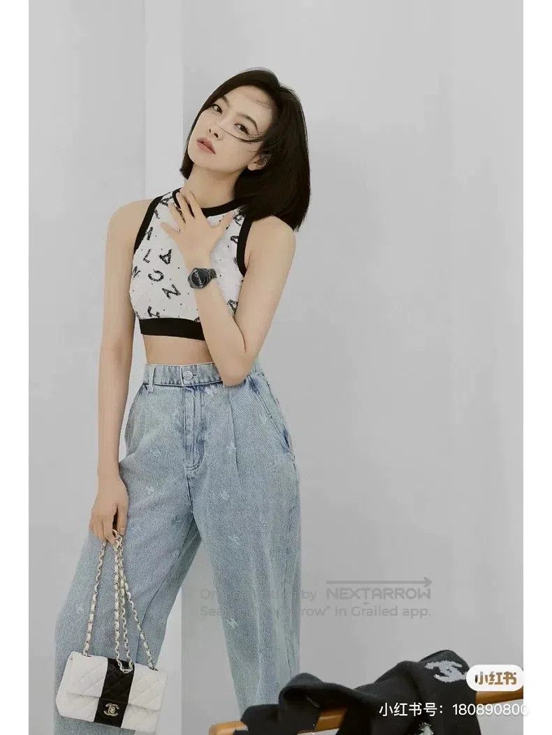 Chanel Chanel 21k light blue logo high-waisted jeans radish pants Size 42" / US 20 - 5 Thumbnail
