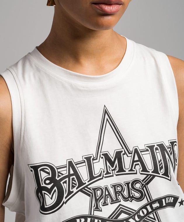 Balmain o1s1wg110825 Western Tank Top in White Size XL / US 12-14 / IT 48-50 - 5 Thumbnail