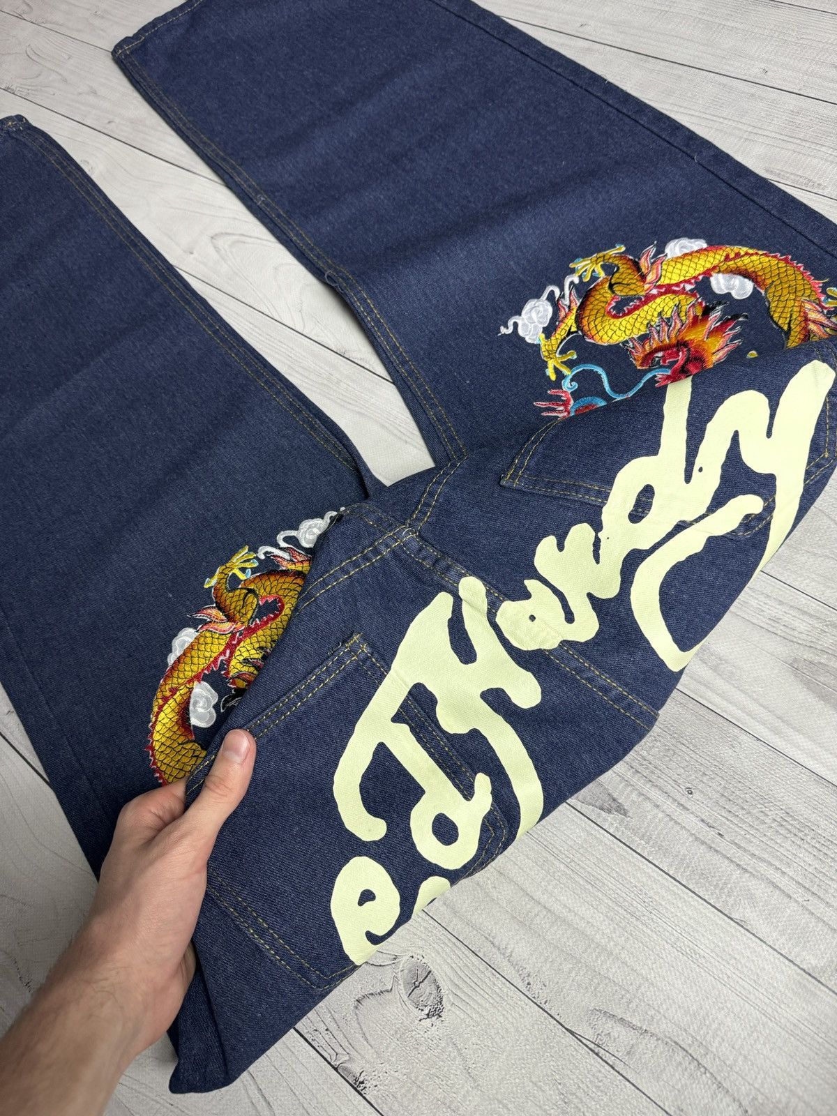 image of Ed Hardy Jeans Big Logo Dragon L in Blue, Men's (Size 34)