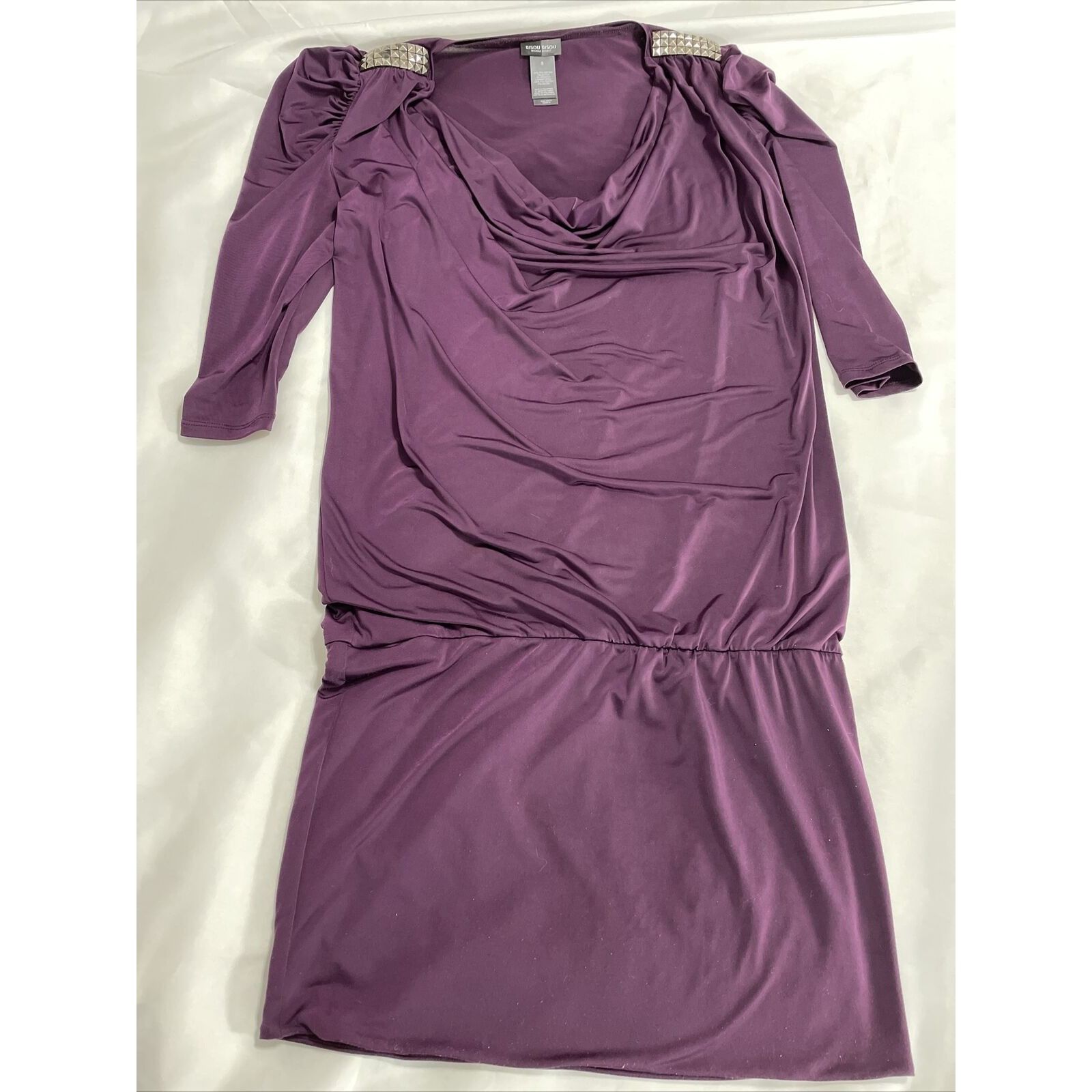 Other Bisou Bisou Plum Women's Stretch Mini Dress With Ruche And S Size M / US 6-8 / IT 42-44 - 2 Thumbnail