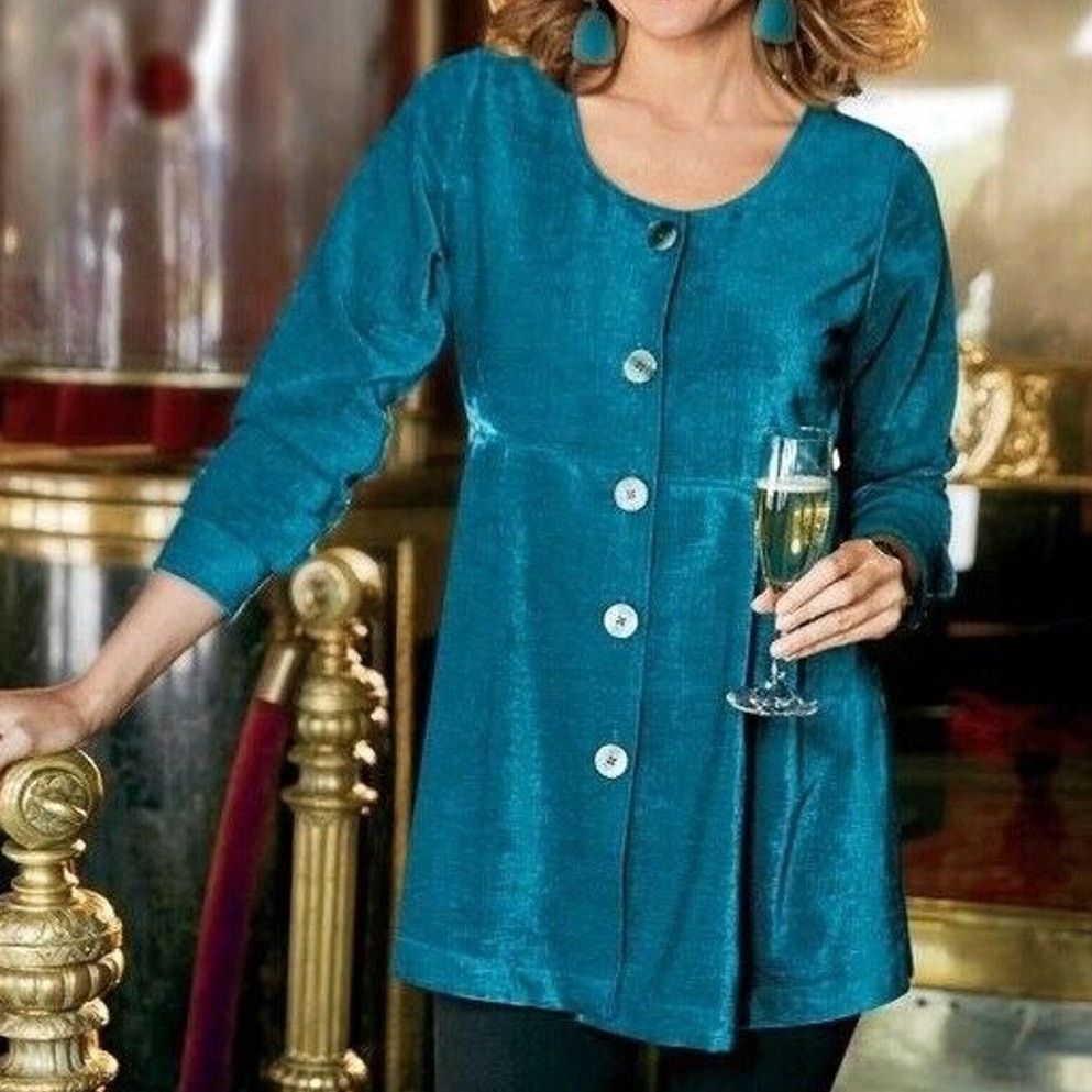 Soft Surroundings Soft Surroundings Womens Fiona Babydoll Top Size S Button Size S / US 4 / IT 40 - 1 Thumbnail