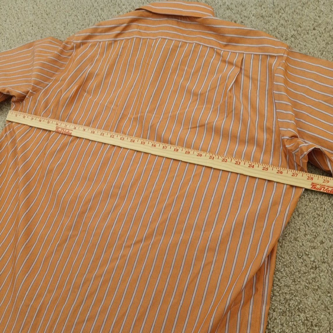 Vintage Paul Fredrick Shirt Mens Size 18 Orange Striped Long Sleeve Button-Up Cotton Size US XXL / EU 58 / 5 - 7 Thumbnail