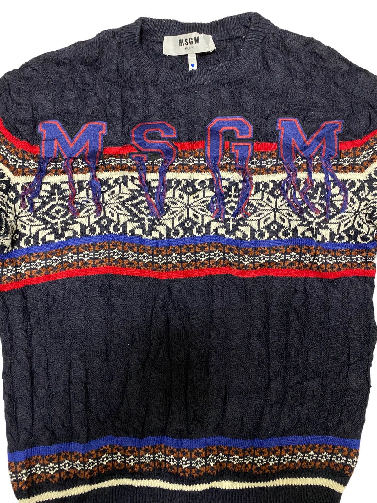 MSGM MSGM Milano Spell Out Navajo Design Knit (C1) Size US S / EU 44-46 / 1 - 2 Thumbnail