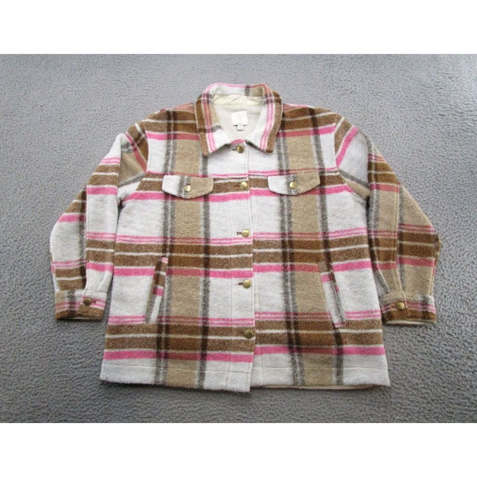 Joie Joie Shacket Plaid Pockets Chore Jacket Button Up Size L Wool Blend Women's Casual Jacket Size L / US 10 / IT 46 - 2 Thumbnail