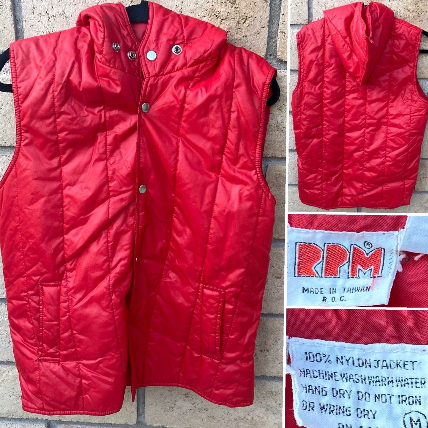 Vintage VINTAGE RPM Vest Puffer Quilted Hooded Red M Men 80s Taiwan ROC Vintage Outdoor Coat Style: Puffer Jacket Decade: 80s Size US M / EU 48-50 / 2 - 3 Thumbnail