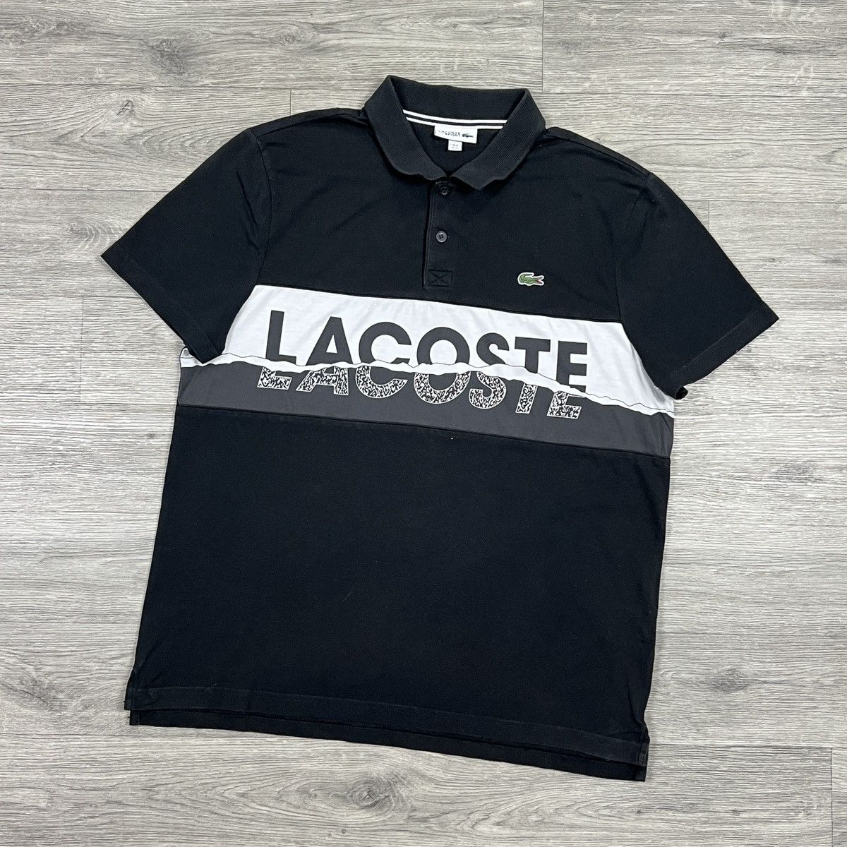 Lacoste Lacoste Sport Logo Graphic Polo Shirt Black White Grey Size US XL / EU 56 / 4 - 2 Thumbnail