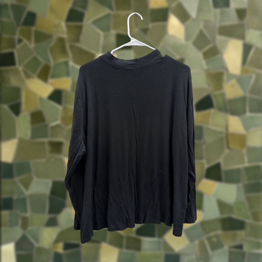 Vintage Ava and Viv Shirt Womens 3X Black Ribbed Long Sleeve Mock Neck Size XXL / US 16-18 / IT 52-54 - 1 Thumbnail