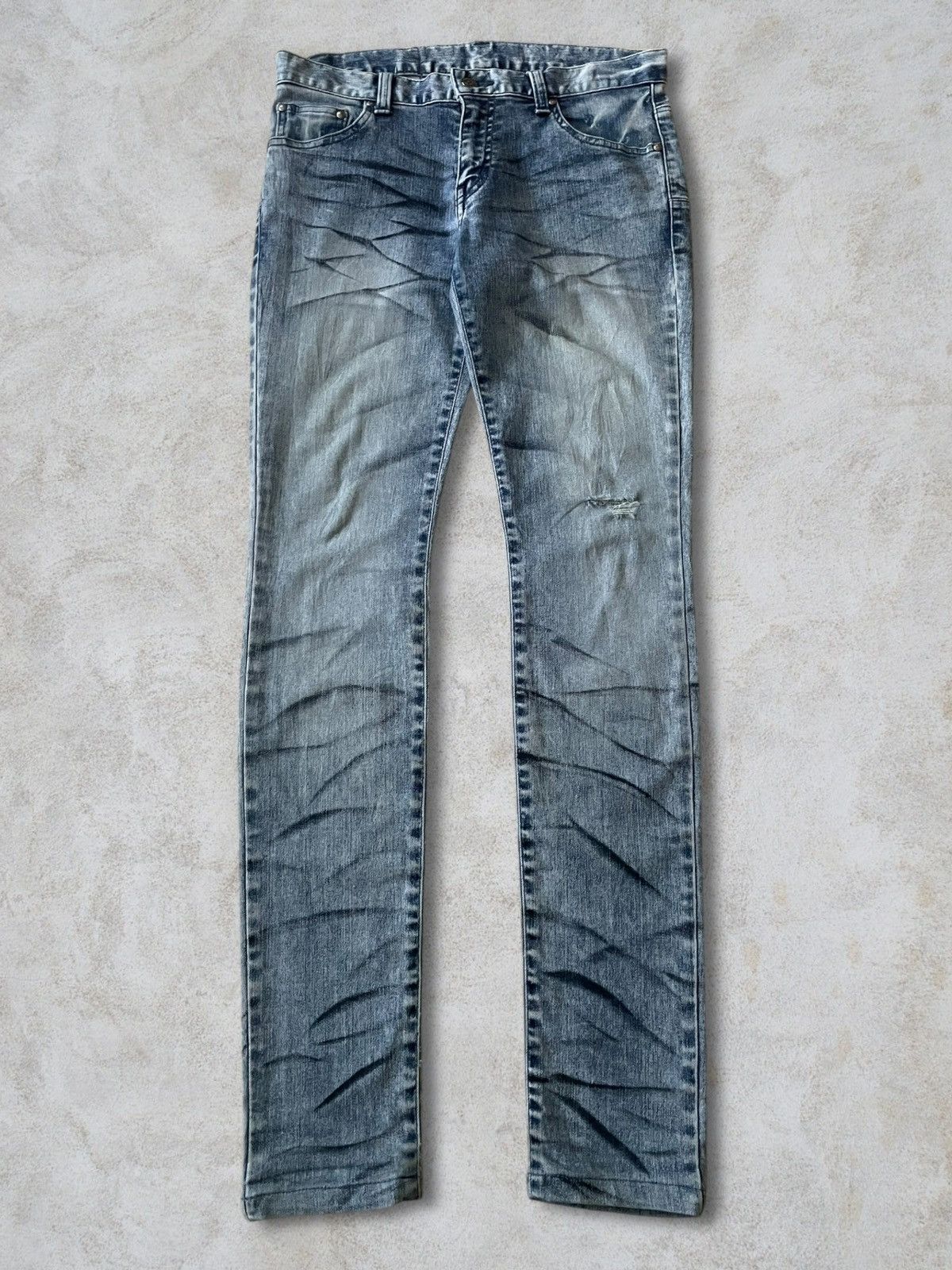 Tornado Mart Tornado Mart Sick FadeWash Black Whiskered Ripped Slim Jeans Size 30" / US 8 / IT 44 - 1 Thumbnail