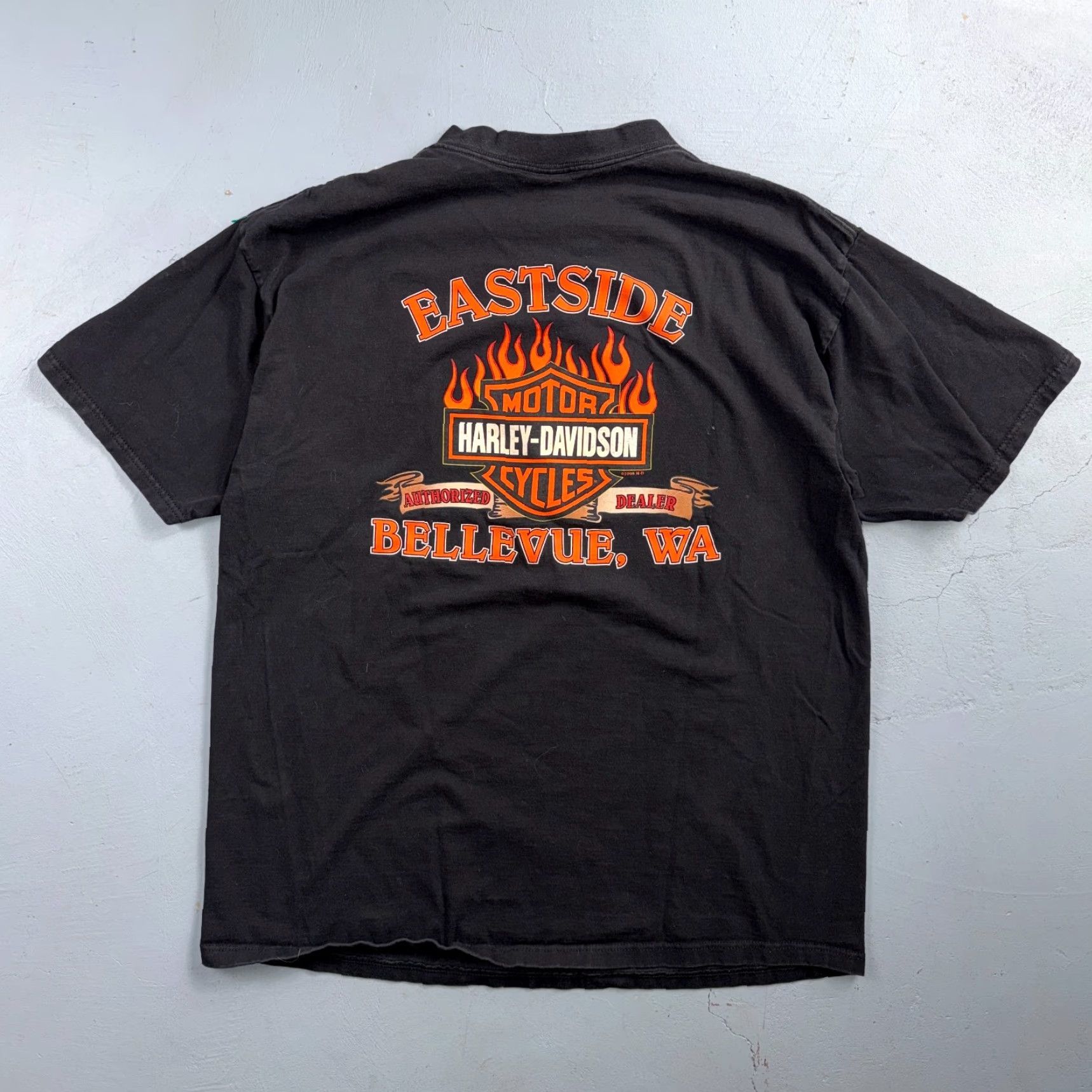 Harley Davidson Harley-Davidson T-Shirt Vintage Black 2XL Washington Graphic Tee Mens 70s 80s Motorcycle Logo Double-Sided Short Sleeve Knit Cotton Size US XXL / EU 58 / 5 - 7 Thumbnail