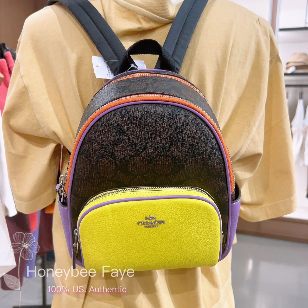 Coach colorblock pebble leather mini backpack Coach Mini Court Backpack Colorblock Leather Small Bag Red  main image 2